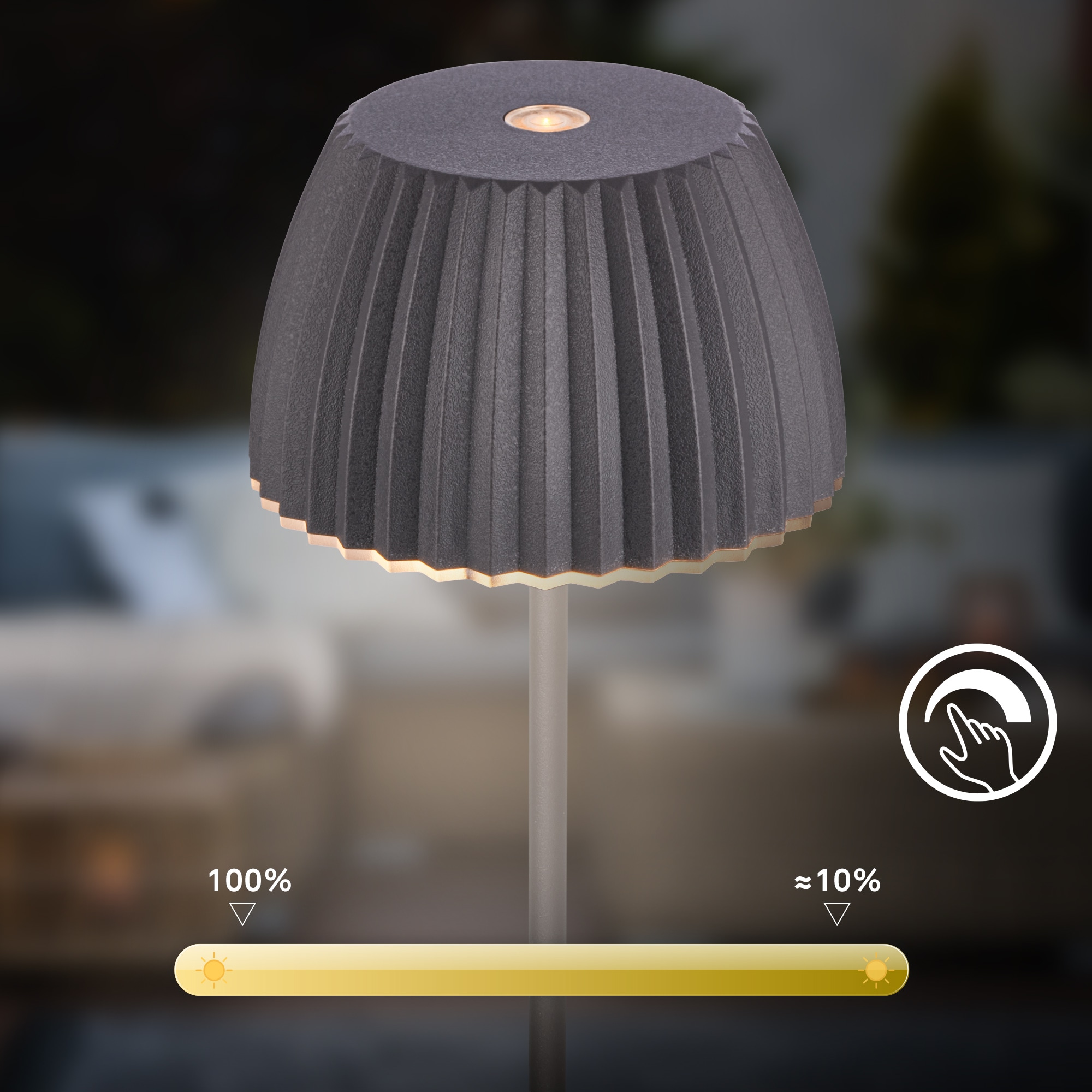 Briloner Leuchten LED Außen-Tischleuchte »RIFFLE« LED-Modul 1 Stk. Warmweiß 8,5x80,5 cm, Akku tauschbar, Outdoor, Balkon, Terrasse