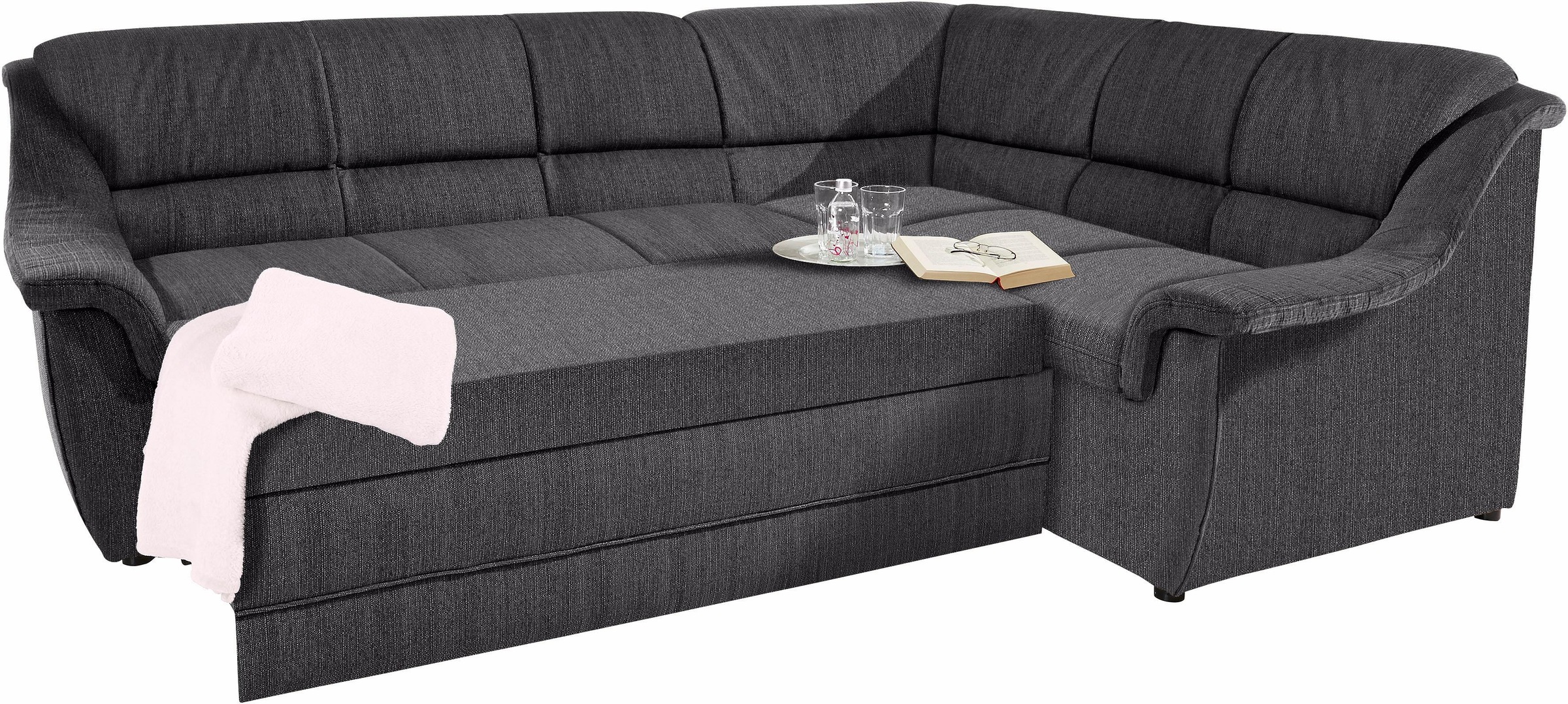 DOMO collection Ecksofa »Lale zeitlose Formensprache, komfortabel, L-Form«, mit langem Schenkel, wahlweise mit Bettfunktion