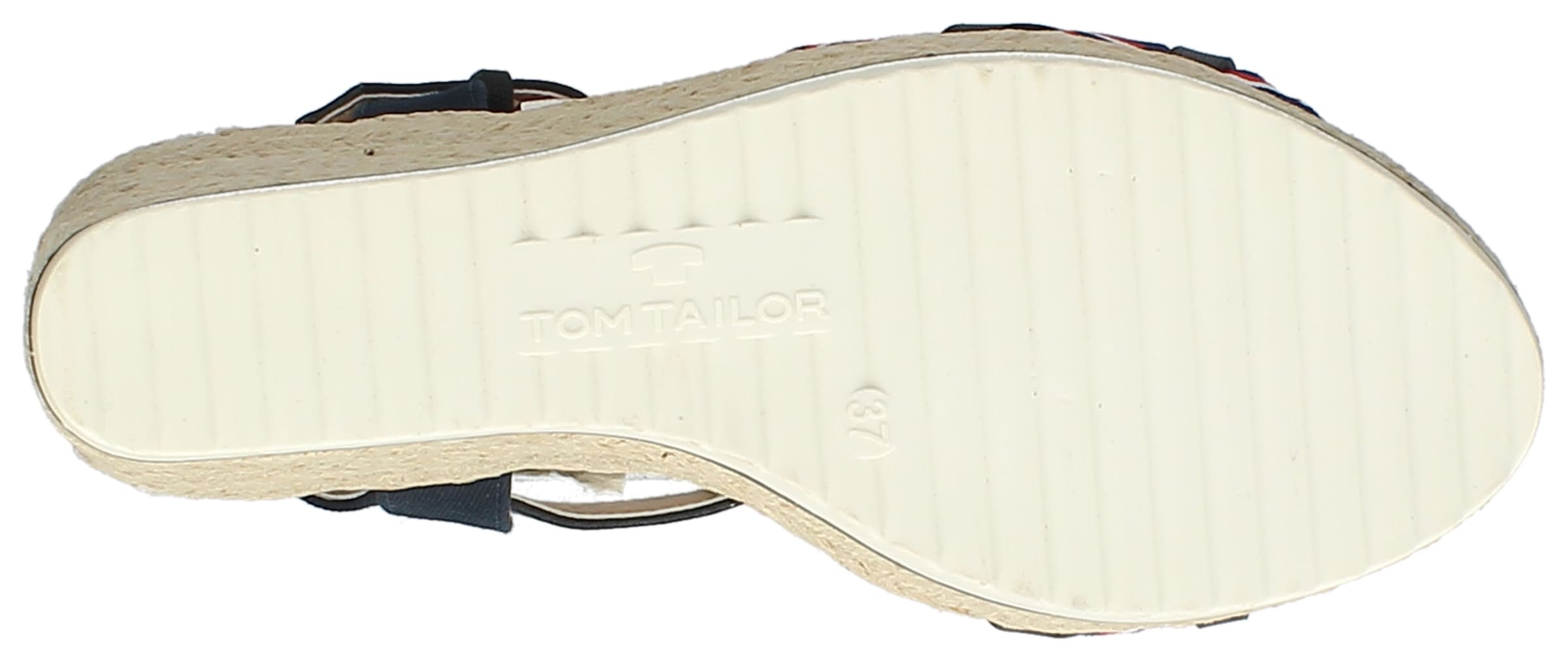 TOM TAILOR High-Heel-Sandalette, Sommerschuh, Sandale, Keilabsatz, mit logobedruckter Bandage