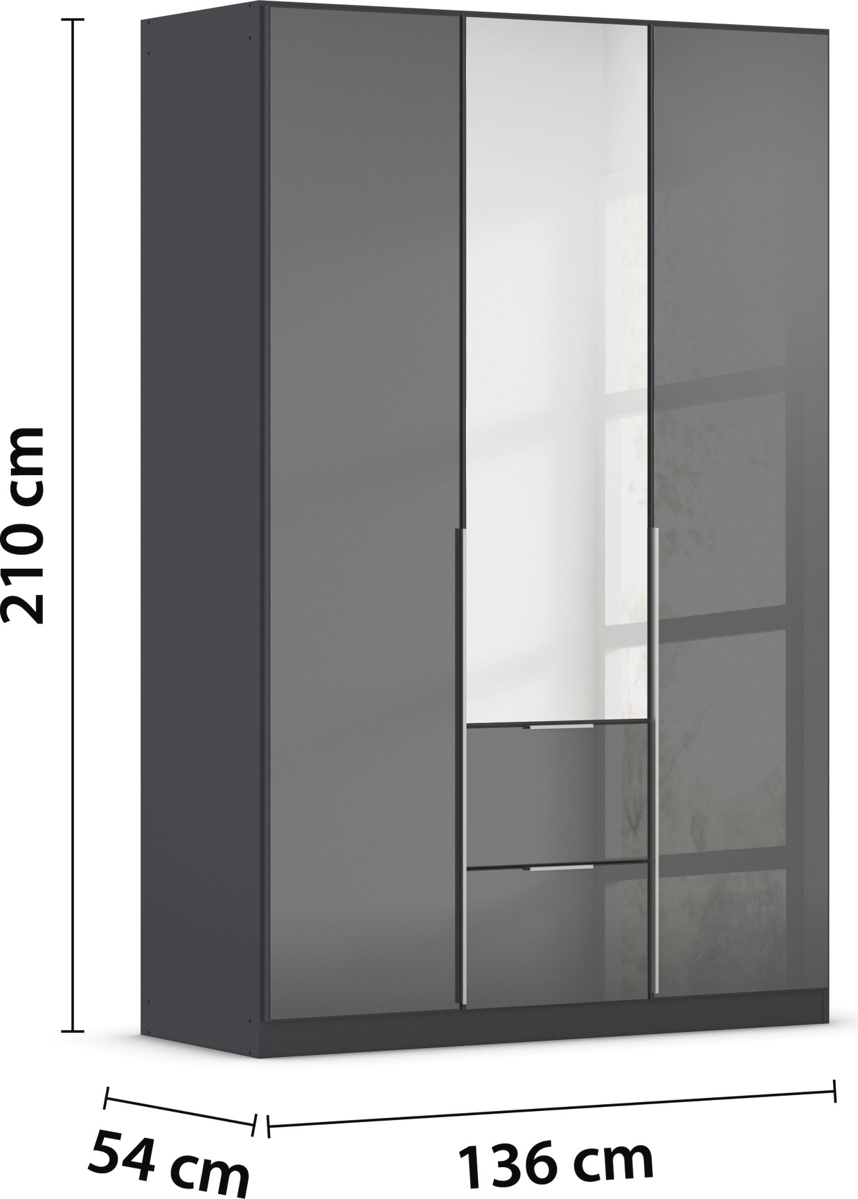 rauch Drehtürenschrank »Kleiderschrank Kleiderschränke Schrank Garderobe AGORDO mit Glasfront«, mit Außenschubkästen, in 6 Breiten und 2 Höhen MADE IN GERMANY