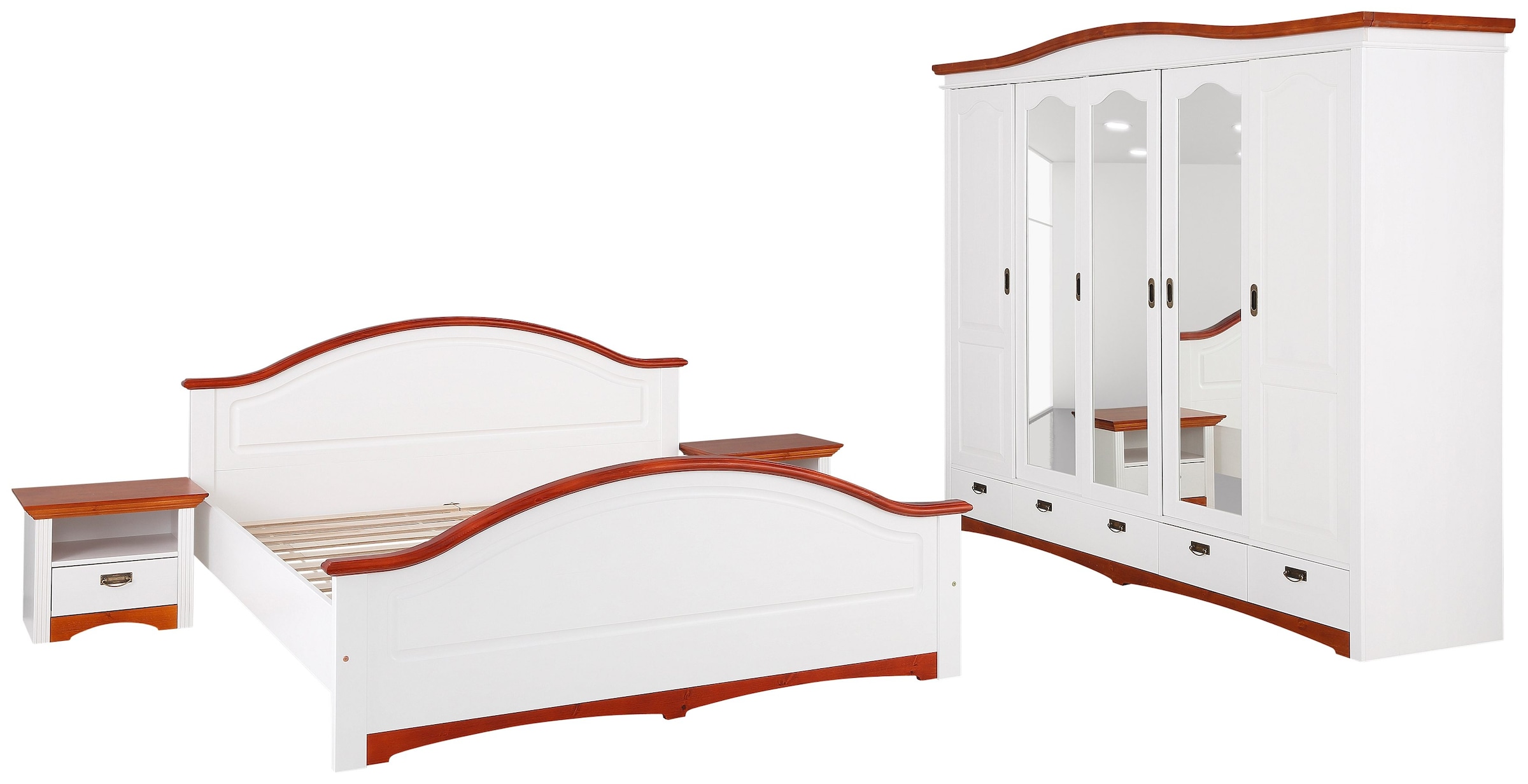 Schlafzimmer-Set »Konrad«, (Set, 4 St.), mit 5-trg. Kleiderschrank, Bett 180/200 cm...