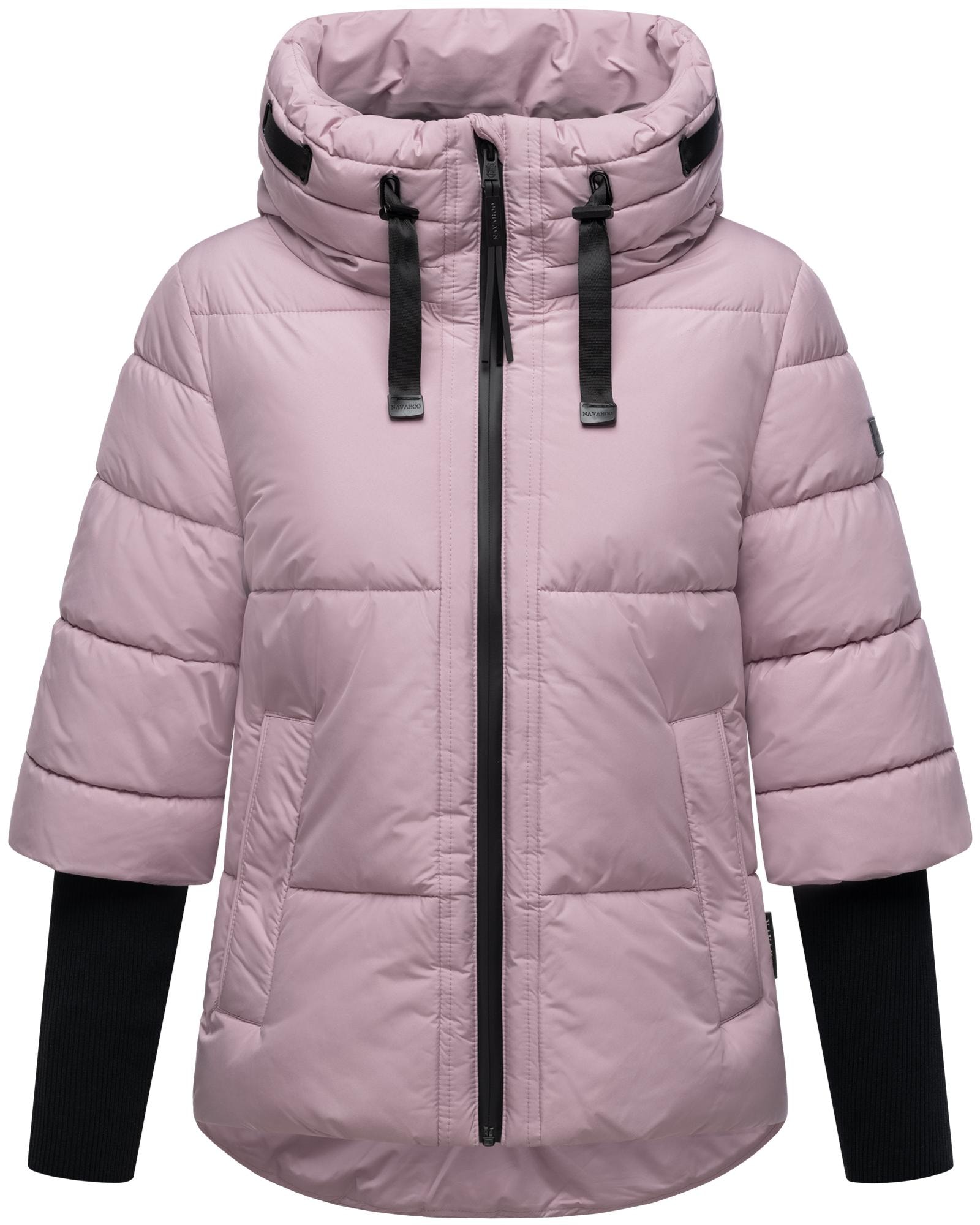 Navahoo Steppjacke »Lotusherz XIV«, mit Kapuze, Warme gesteppte Winterjacke mit Rippstrickärmeln