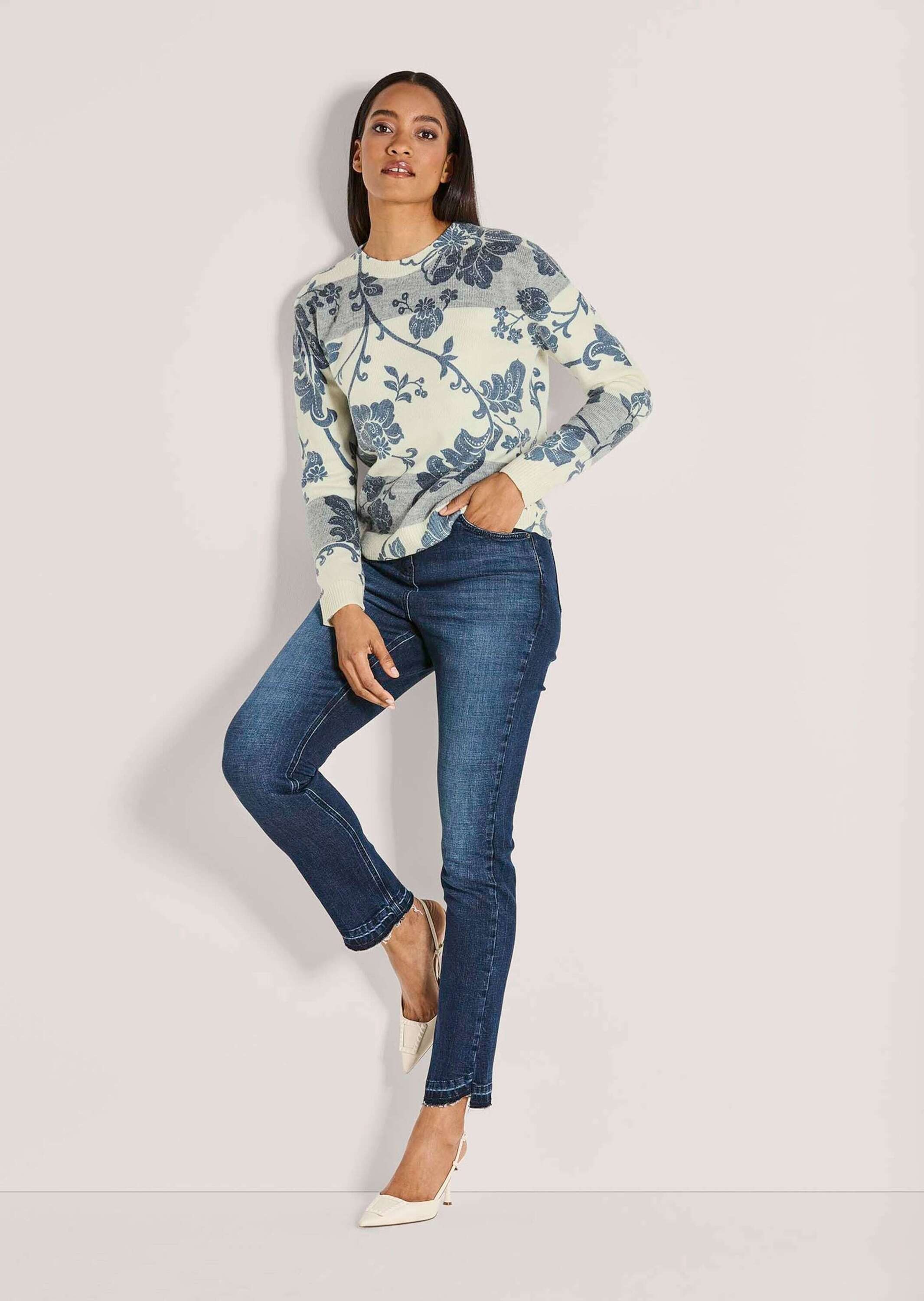 MADELEINE Longpullover "Strickpullover Rundhals-Pullover im Muster-Mix" günstig online kaufen