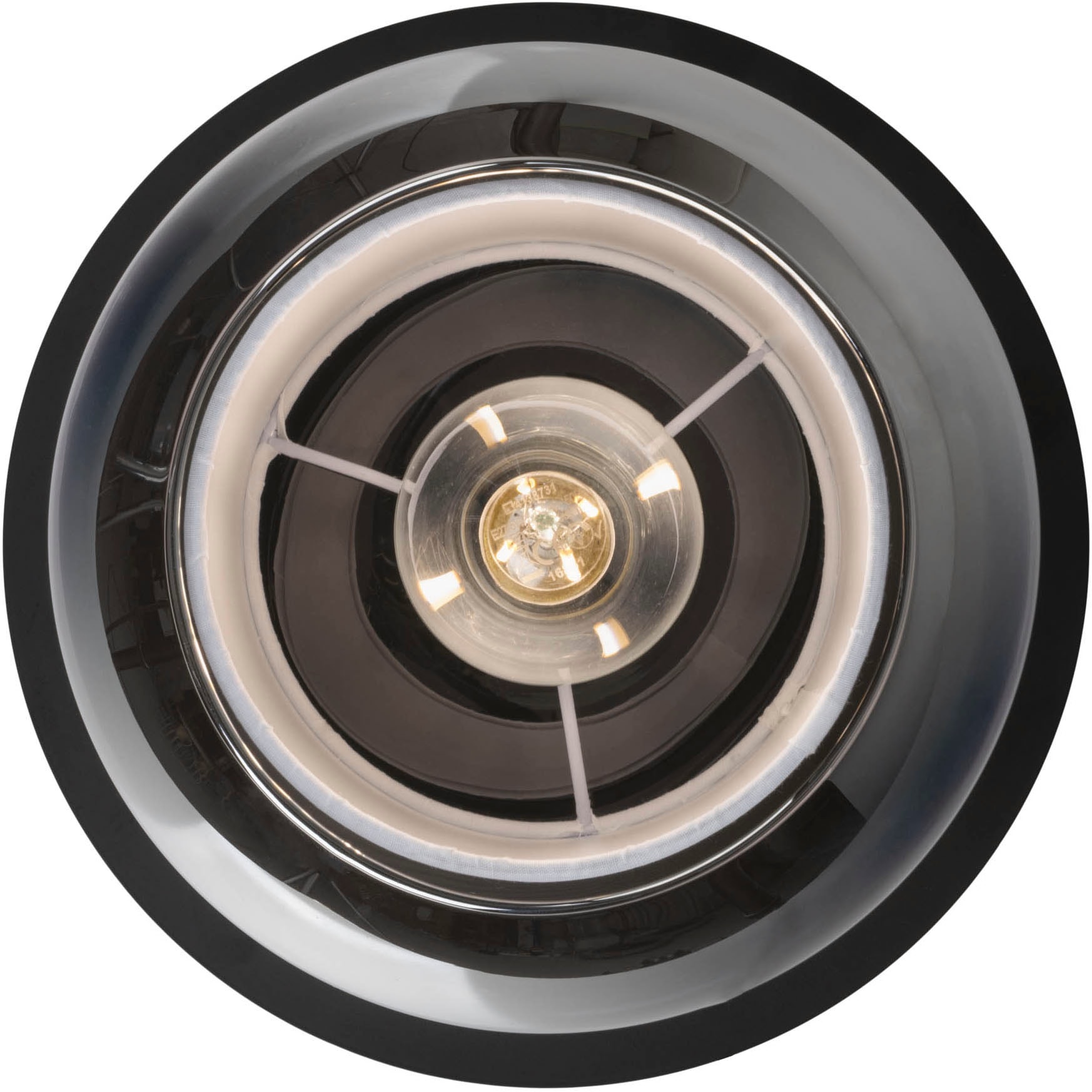 OTTO home Tischleuchte »Tanissa« E27 1 Stk. rund, Schirm Rauchglas, Innenschirm Stoff weiß, 1x E27 exkl., D: 18 cm