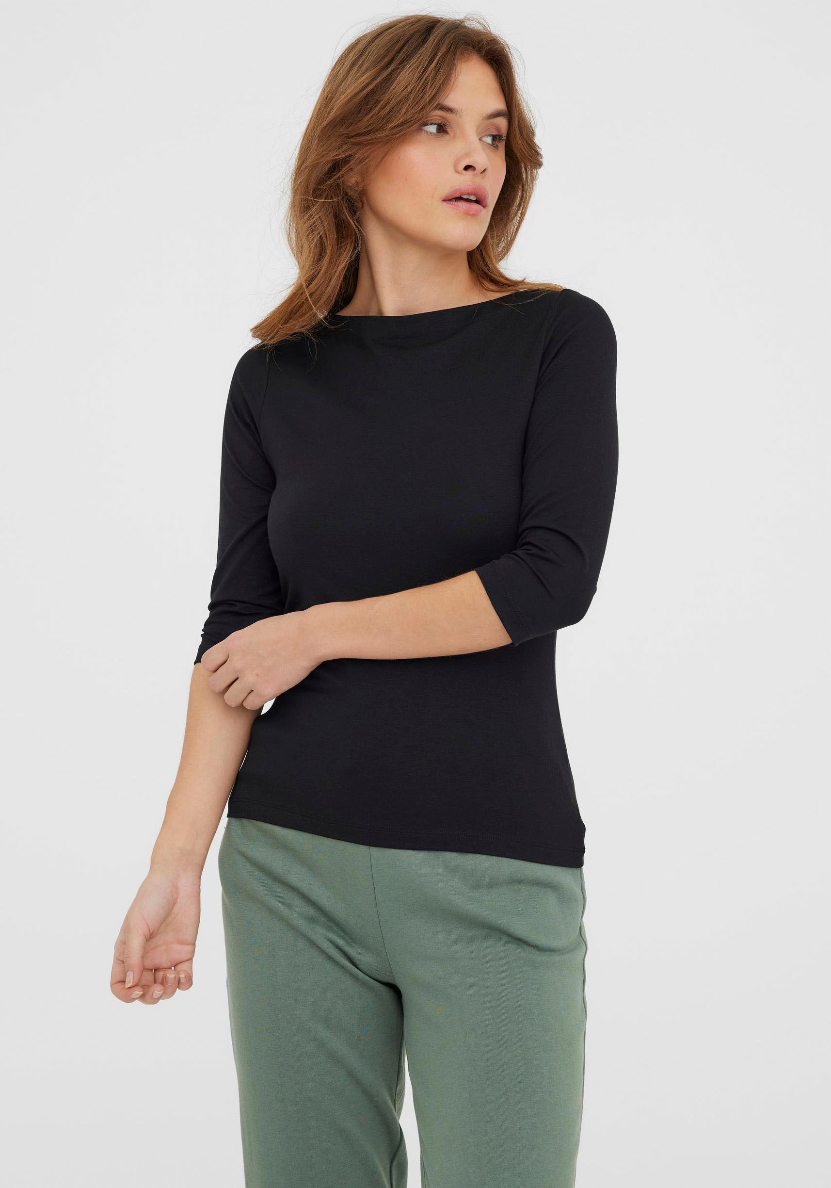 Vero Moda 3/4-Arm-Shirt "VMPANDA MODAL 3/4 TOP JRS NOOS" Baumwollmischung, günstig online kaufen