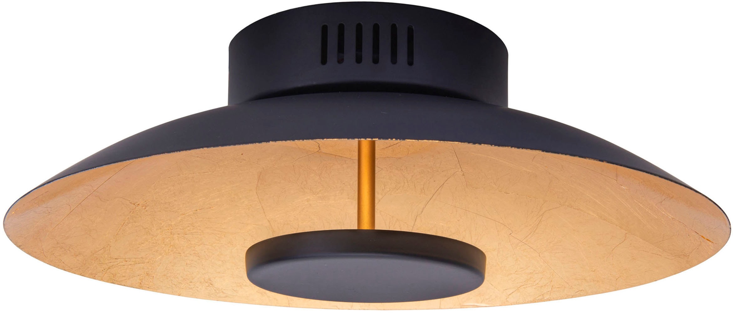 näve LED Deckenleuchte »Firenze«, 1 flammig, Leuchtmittel LED-Modul | LED fest integriert, Schirm gewölbt in schwarz/goldschimmernd, warmweißes Licht, D: 30cm