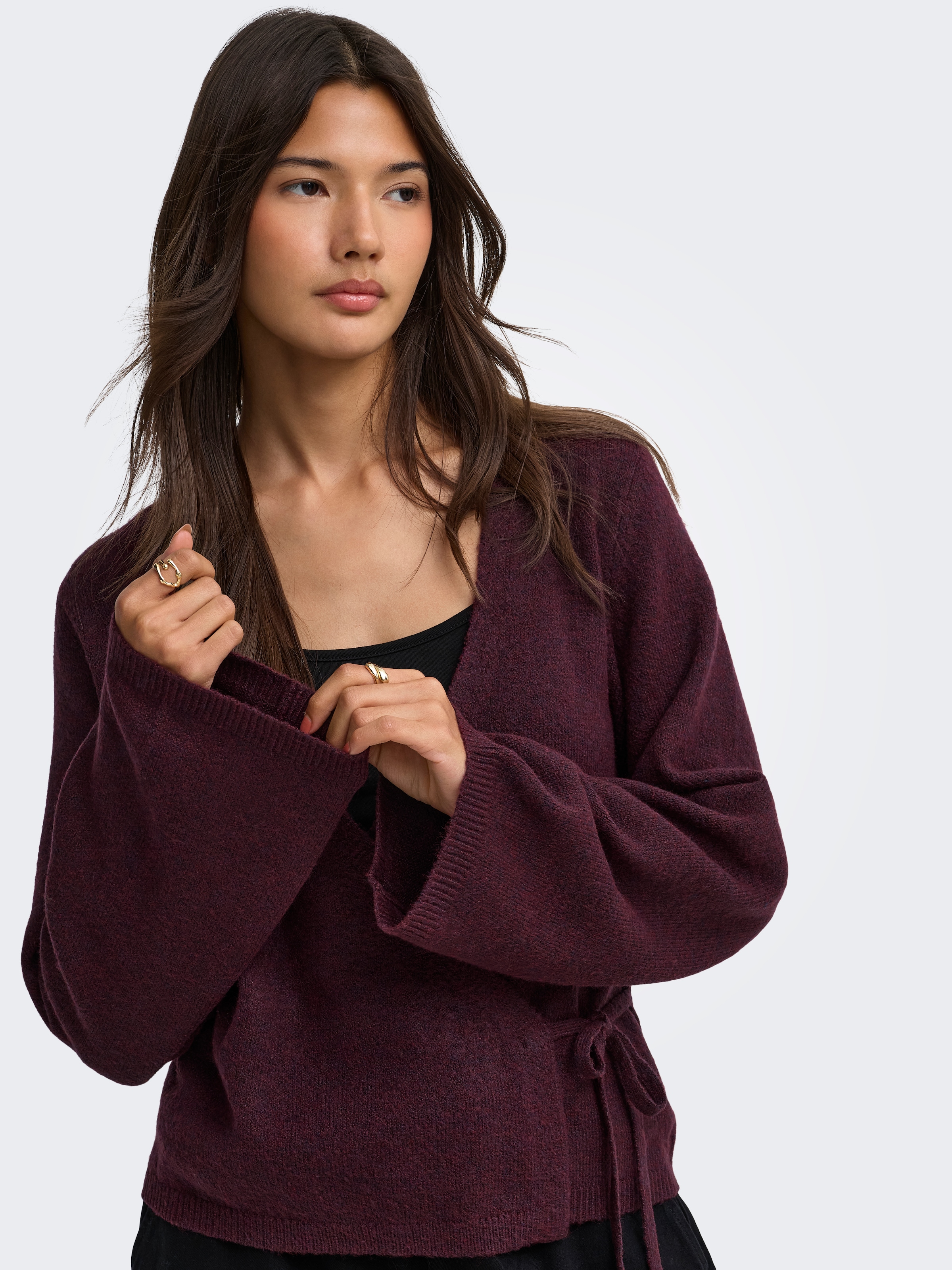 JDY Strickjacke »JDYSUPER BECKY L/S WRAP CARDI KNT NOOS« Materialmix