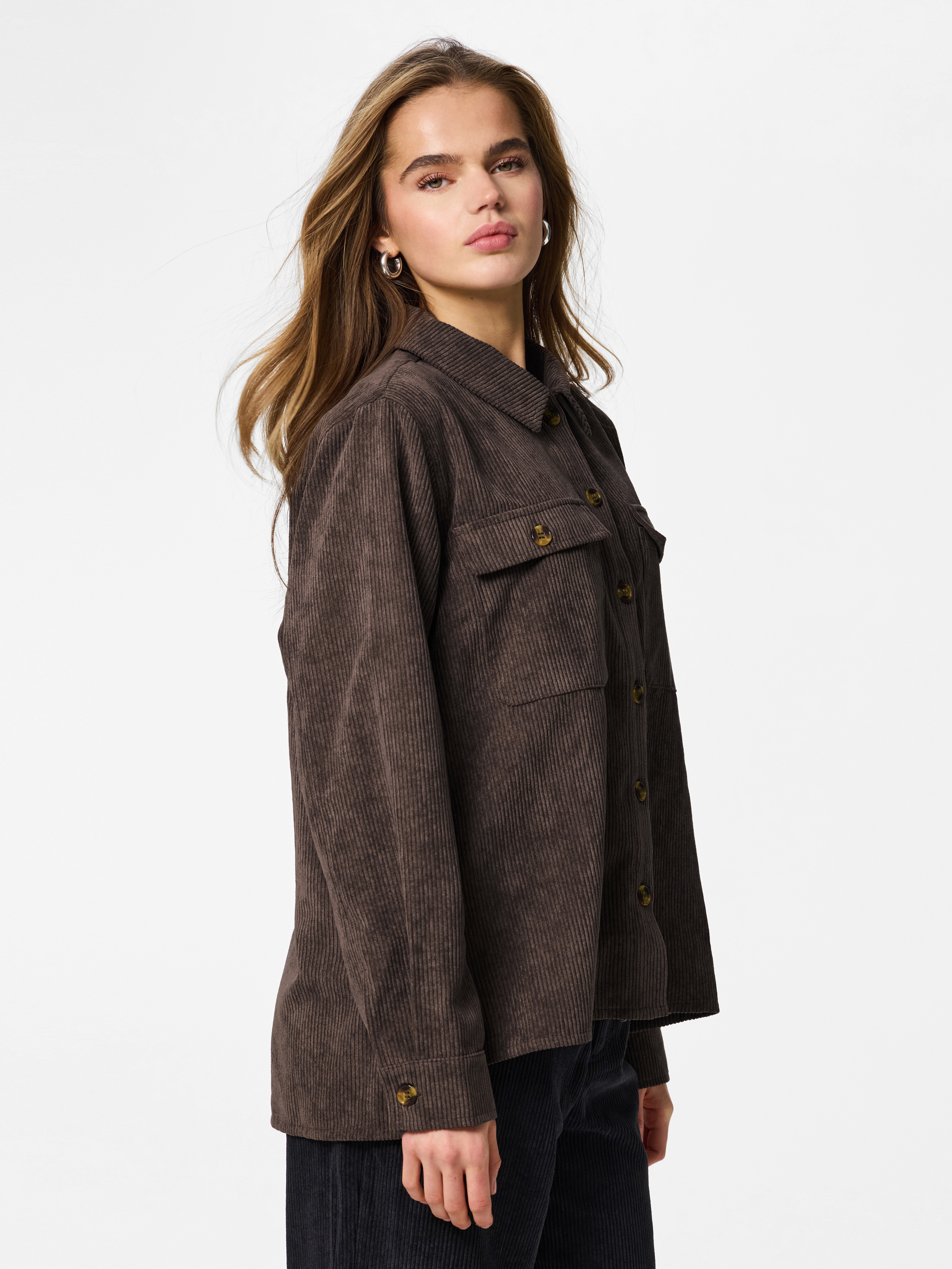 pieces Hemdbluse "PCEFFI LS SHIRT WVN NOOS" Materialmix, loose fit