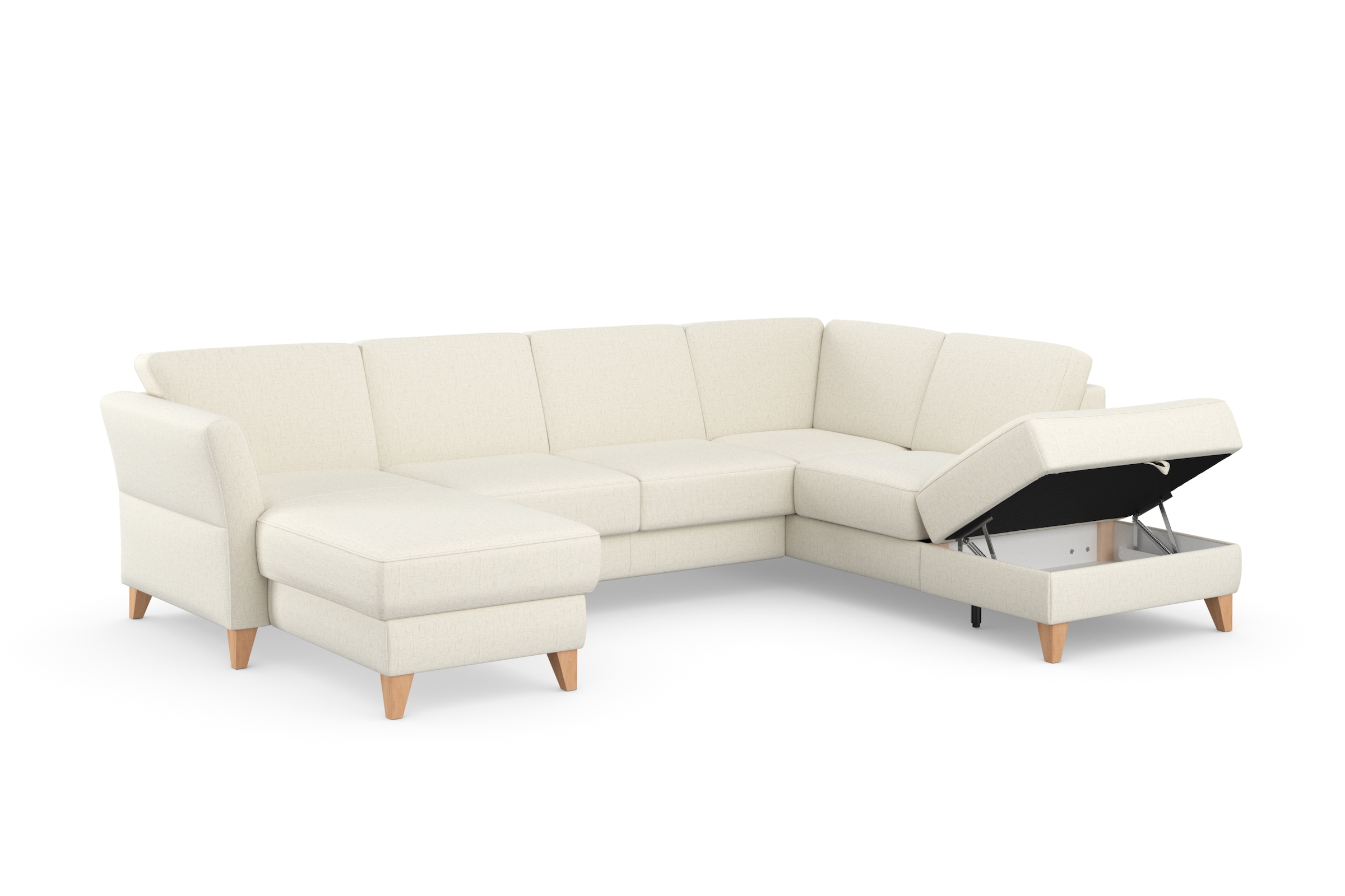sit&more Wohnlandschaft »Visby U-Form«, wahlweise mit Bettfunktion und Stauraum, frei im Raum stellbar