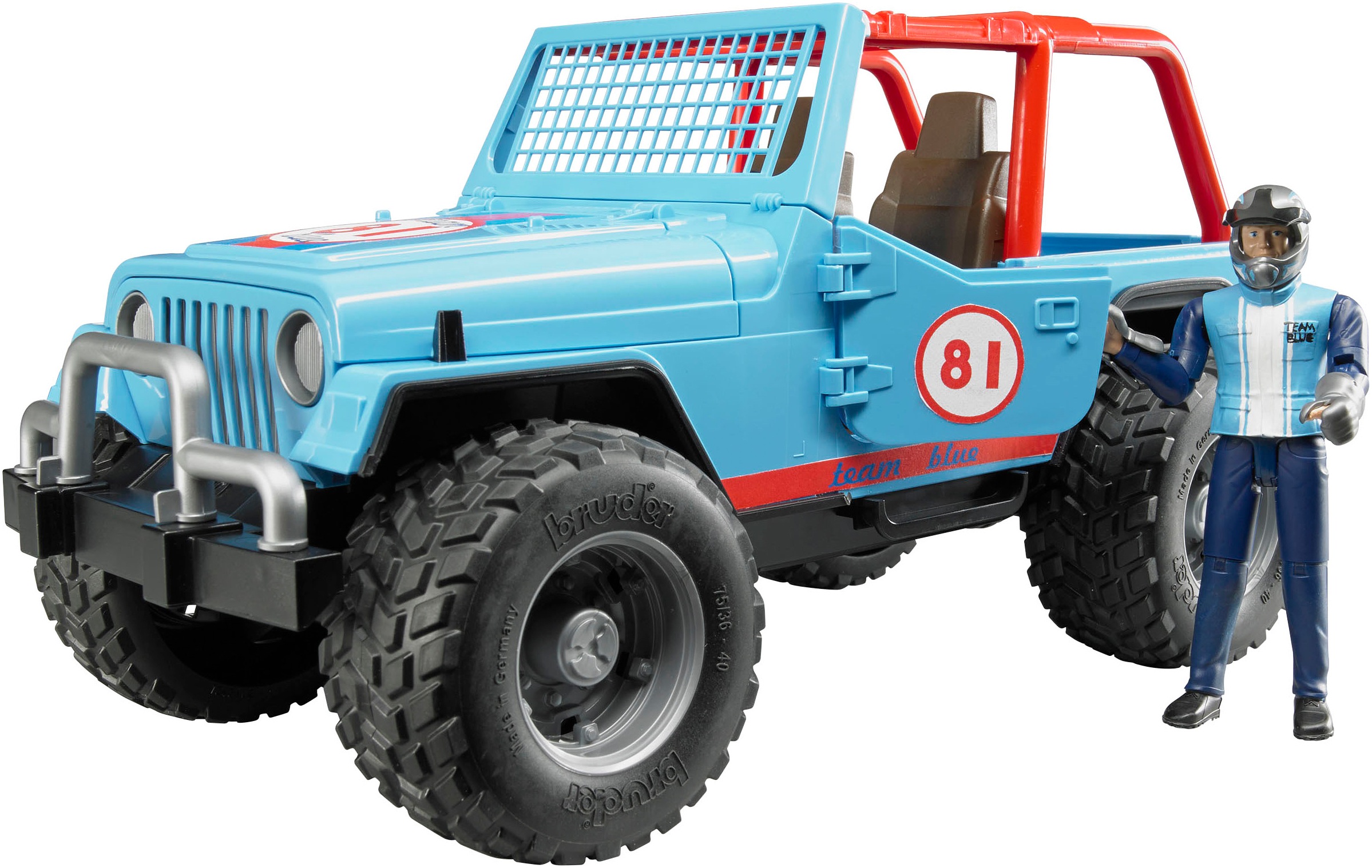 Bruder® Spielzeug-Auto »Jeep Cross Country Racer blau 30 cm mit Rennfahrer (02541)«, Made in Europe