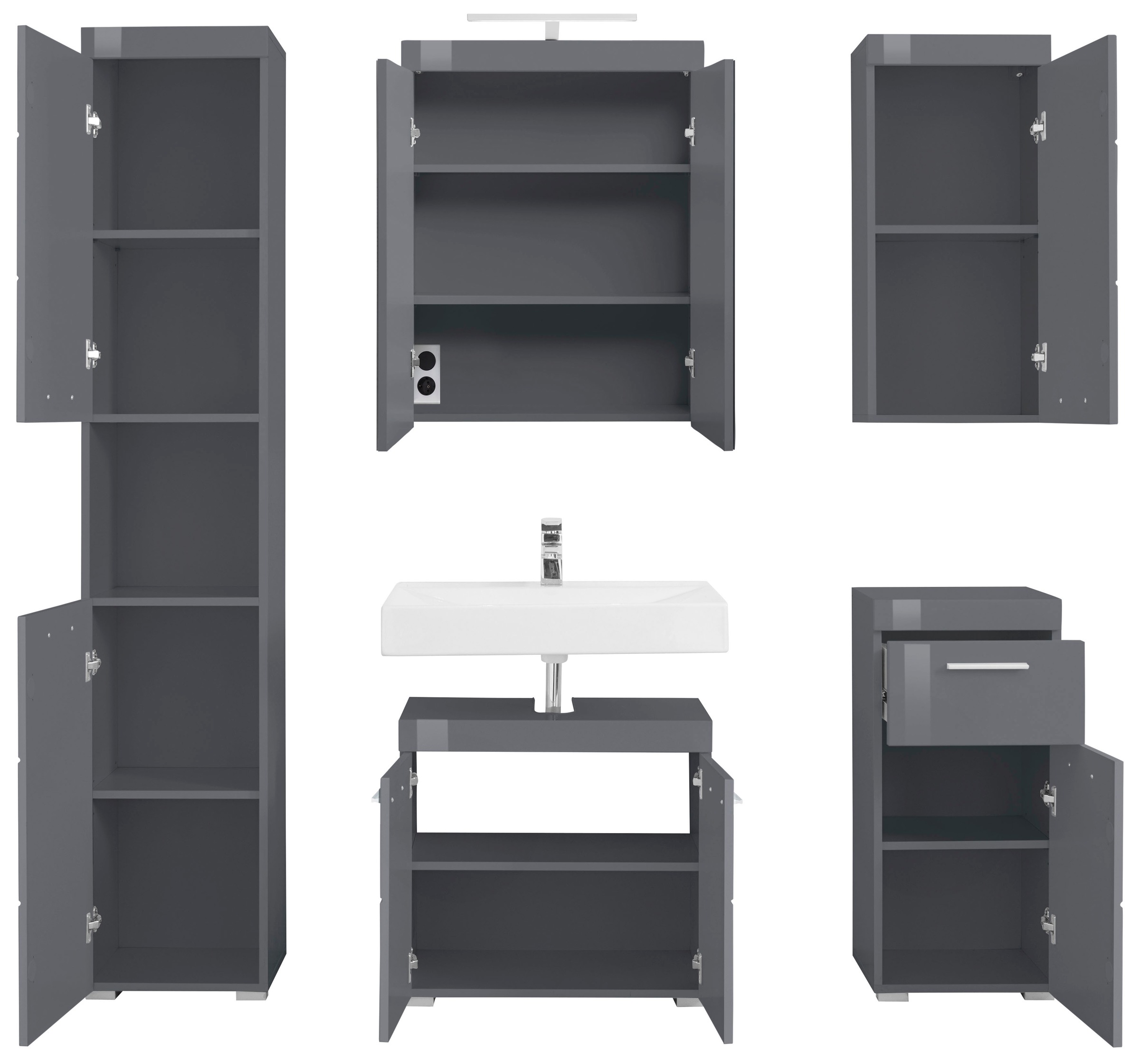 welltime Badmöbel-Set »Avena« Set, 5 Stk. tlg.