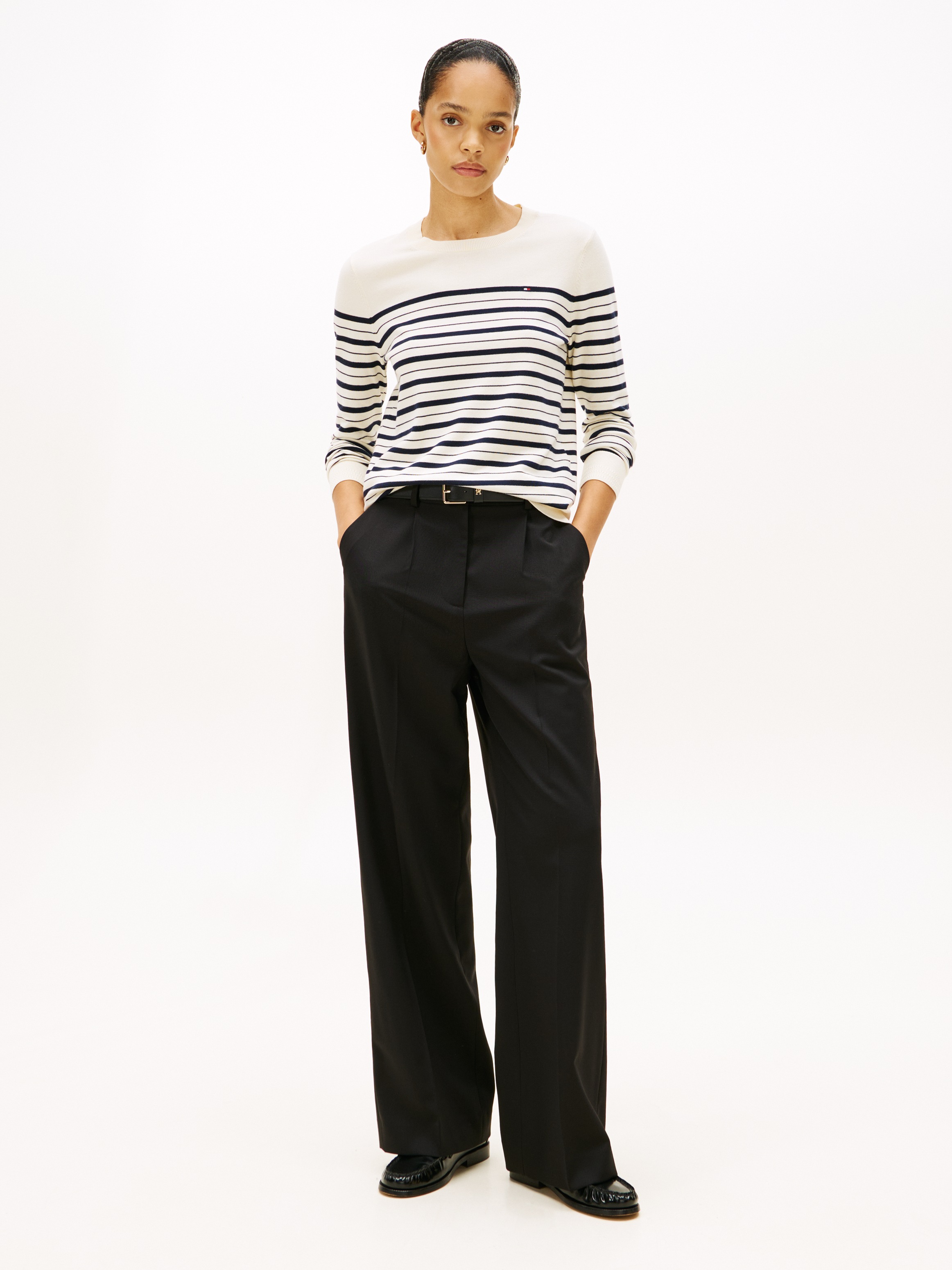 Thumbnail - Tommy Hilfiger Rundhalspullover "CO JERSEY STITCH LS C-NK SWT" mit Logostickerei