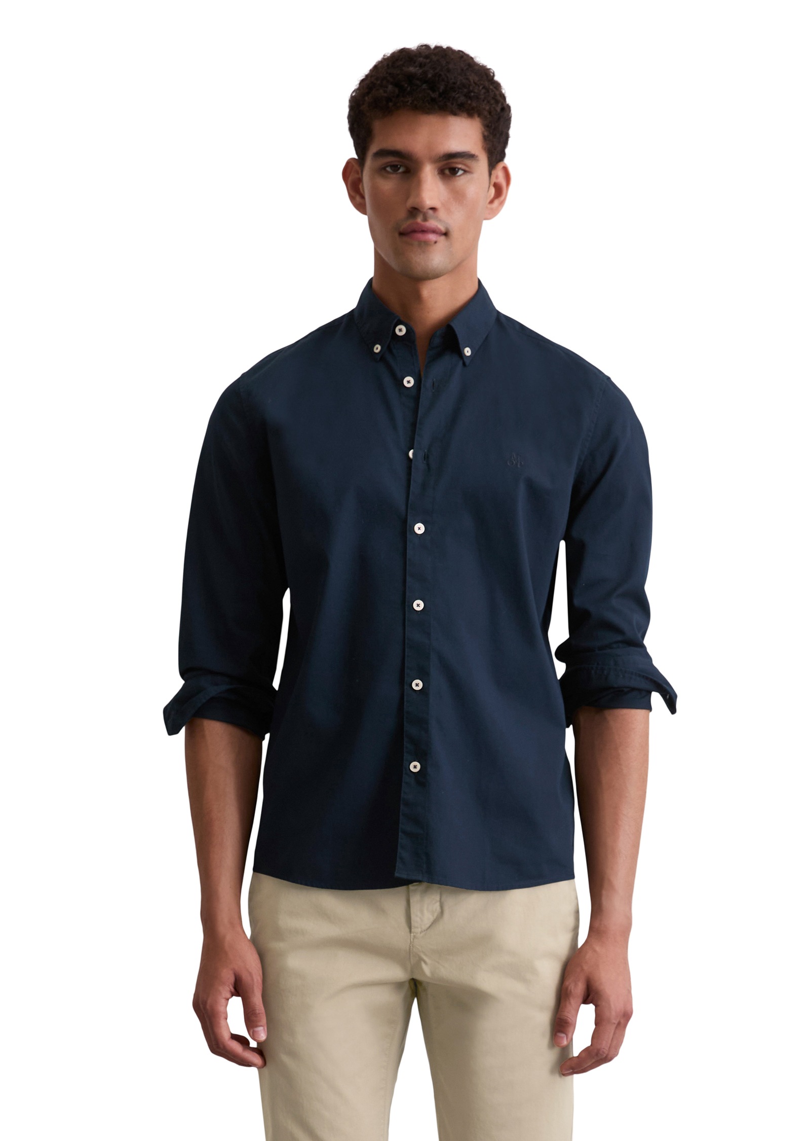 Marc OPolo Langarmhemd, regular fit aus Bio-Baumwolle, Button-down-Kragen, günstig online kaufen