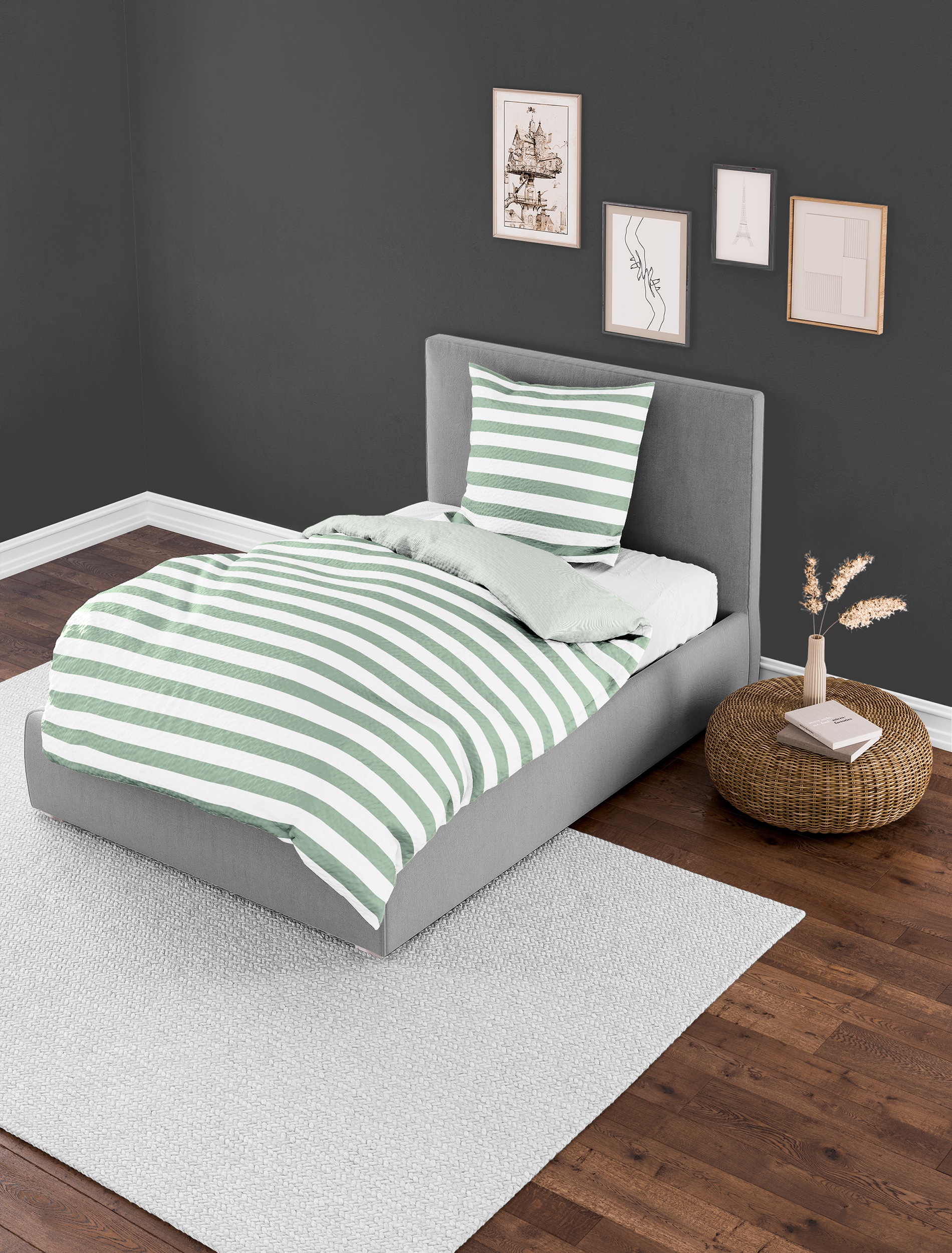 BIERBAUM Bettwäsche "3121" 2 Stk. Seersucker, 100 % Baumwolle, pflegeleicht günstig online kaufen