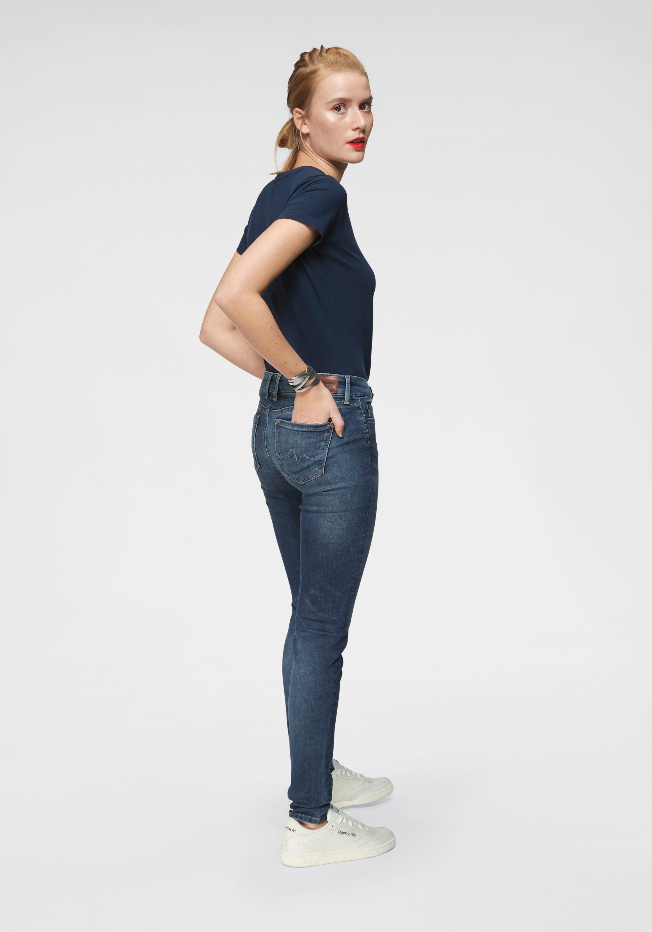 Pepe Jeans Skinny-fit-Jeans »SOHO«, und Bund im | Stretch-Anteil 1-Knopf mit BAUR bestellen 5-Pocket-Stil