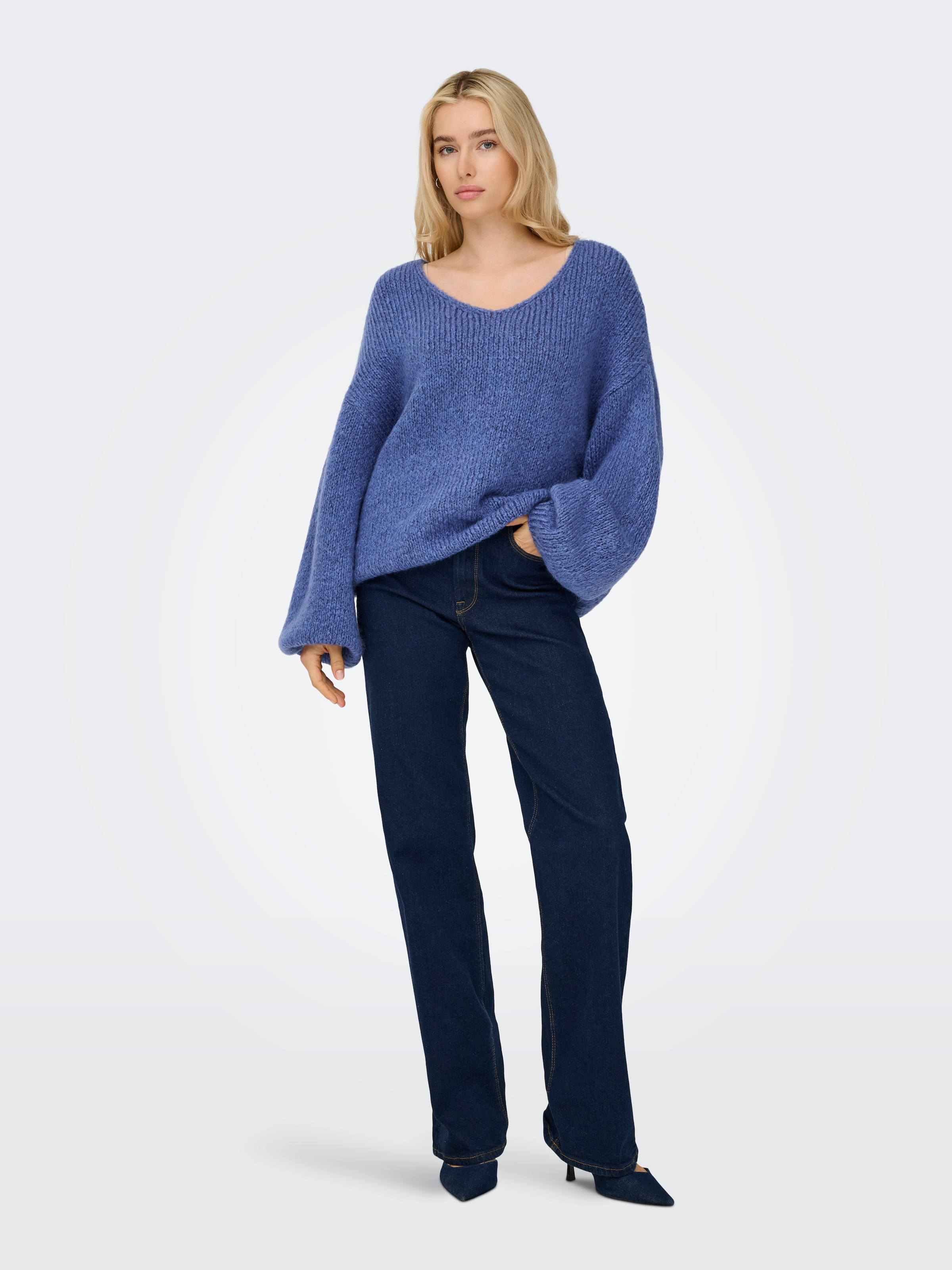 JDY V-Ausschnitt-Pullover »JDYDINEA L/S REVERSIBLE PULLOV. KNT NOOS« der V-Ausschnitt kann vorn und hinten getragen werden