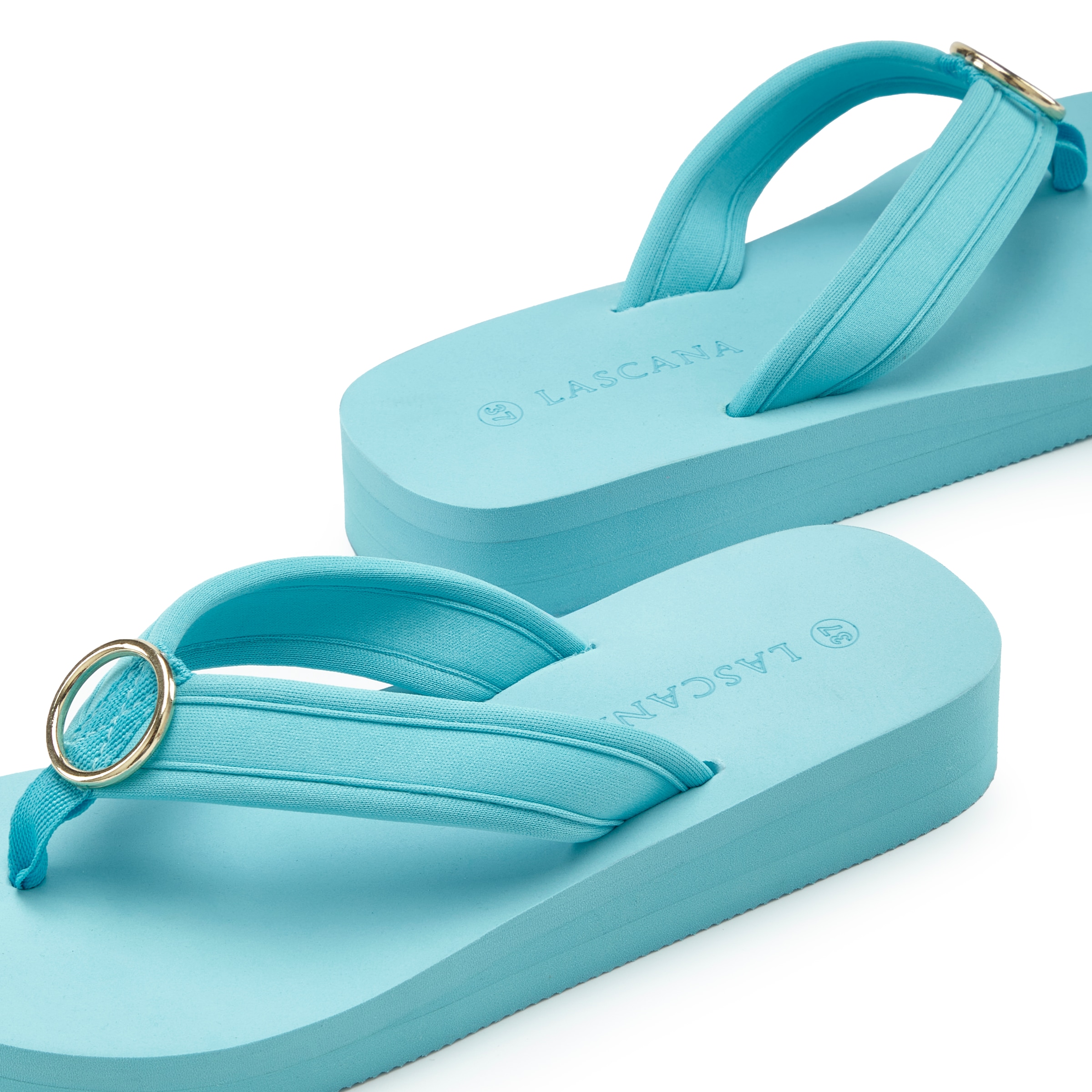 LASCANA Badezehentrenner »Sandale, Badeschuh, Pantolette, Badelatsche, Flip Flop«  Zehentrenner mit Ringapplikation "Italy" VEGAN