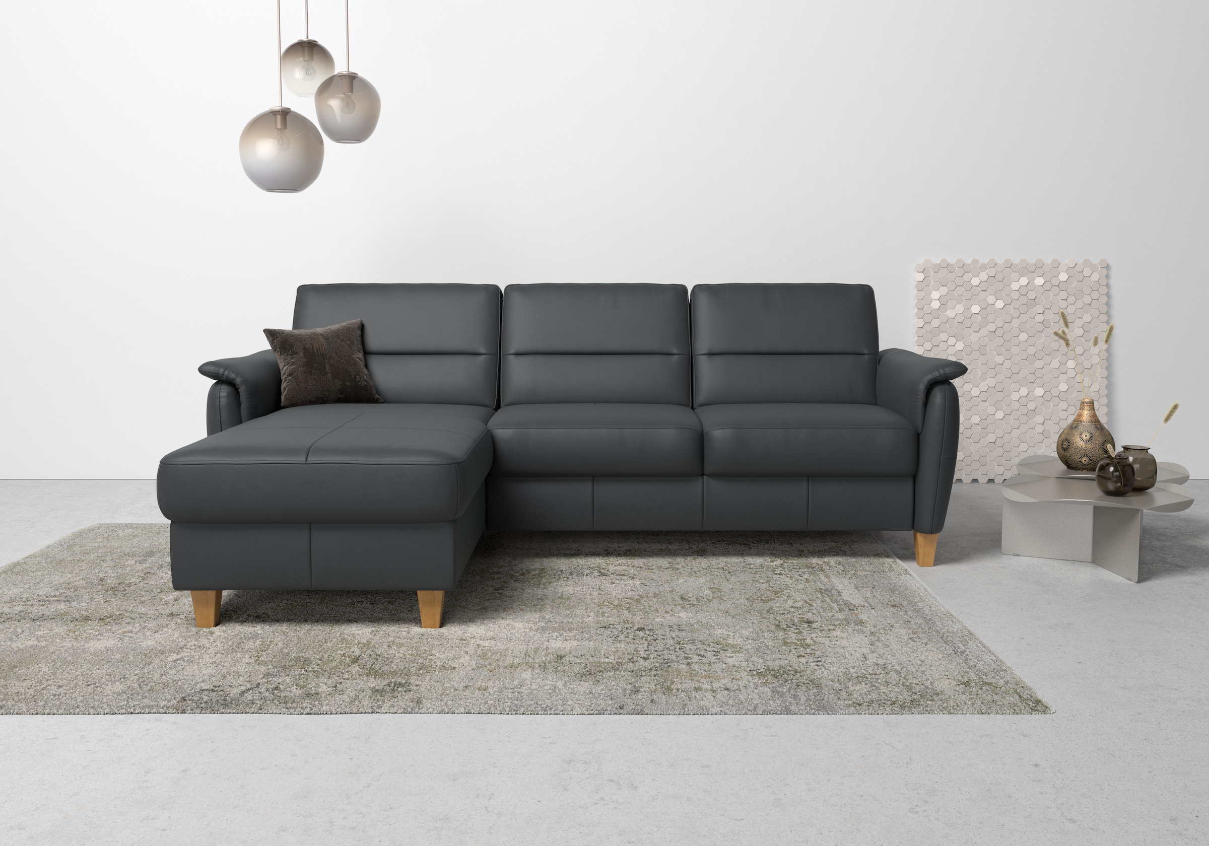 Home affaire Ecksofa "Palmera L-Form, B: 244 cm" optional Bettfunktion & Be günstig online kaufen