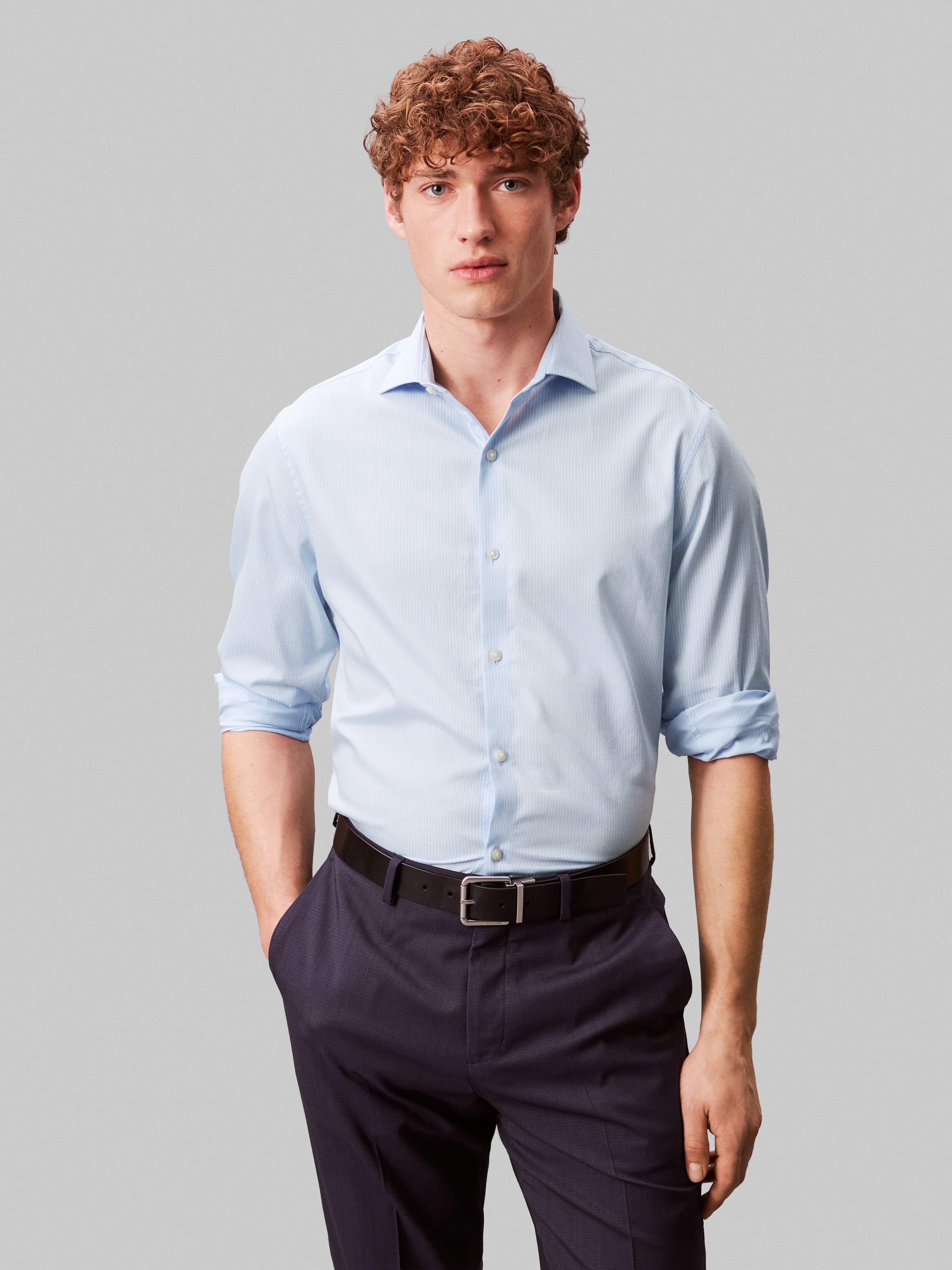 Calvin Klein Businesshemd "SLIM SFT WSHD STR STP" Slim fit mit Knopfleiste