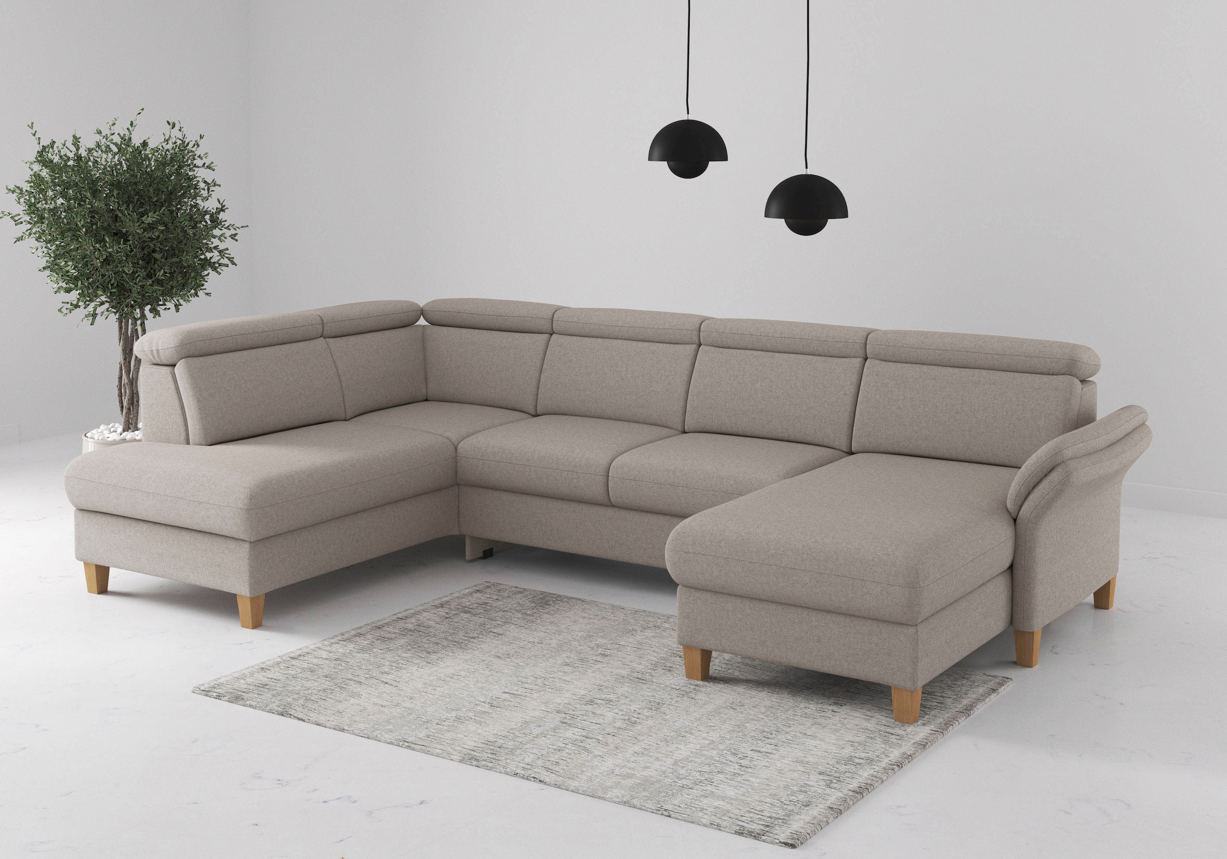 Home affaire Wohnlandschaft "Glendale, U-Form" inkl. Kopfteilverstellung, w günstig online kaufen