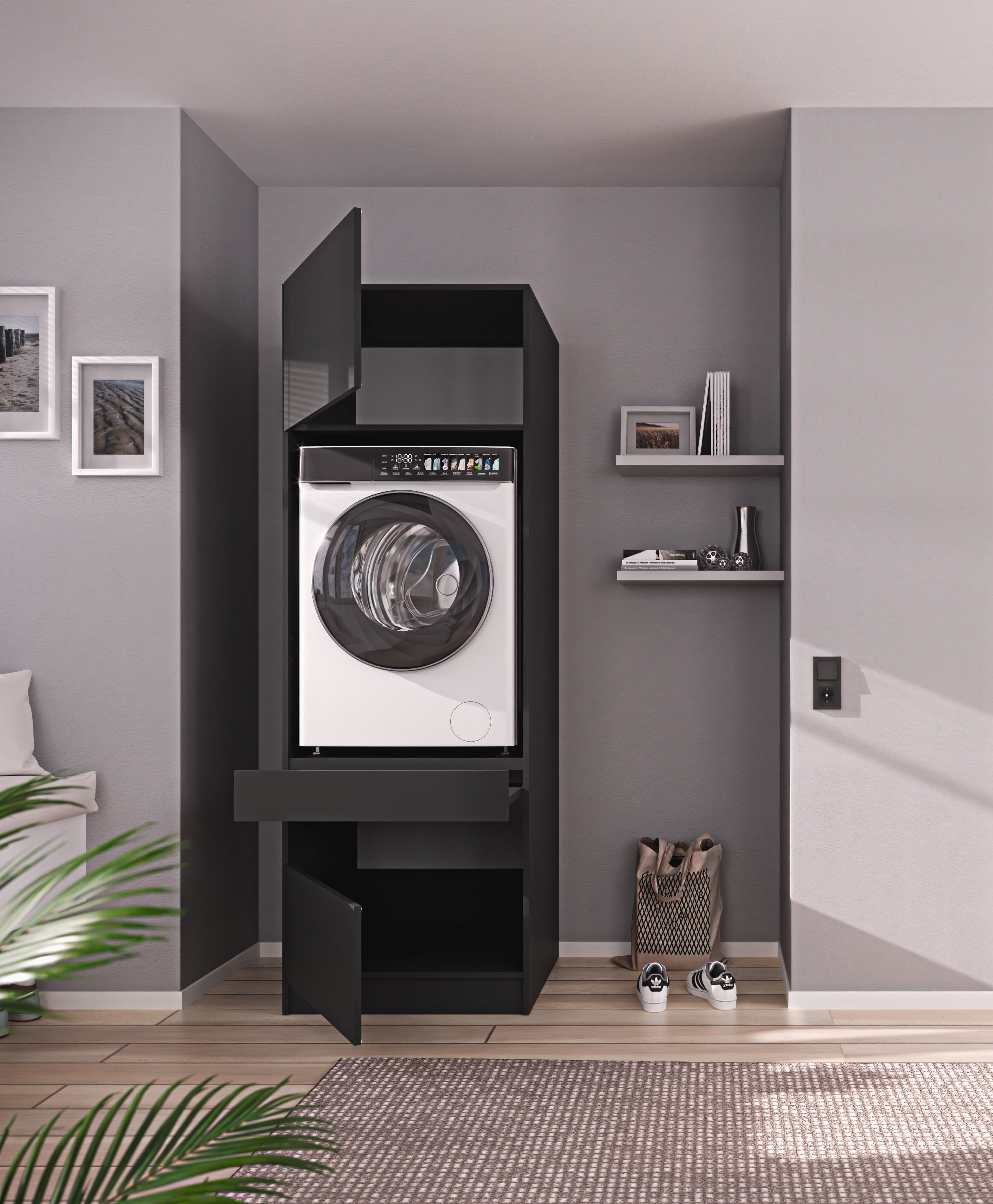 BASIC by Balculina Waschmaschinenumbauschrank »Washhome B/T/H 68x200x68 cm« 1 Stk. tlg. Breite 68cm, ausziebarer Tablerboden