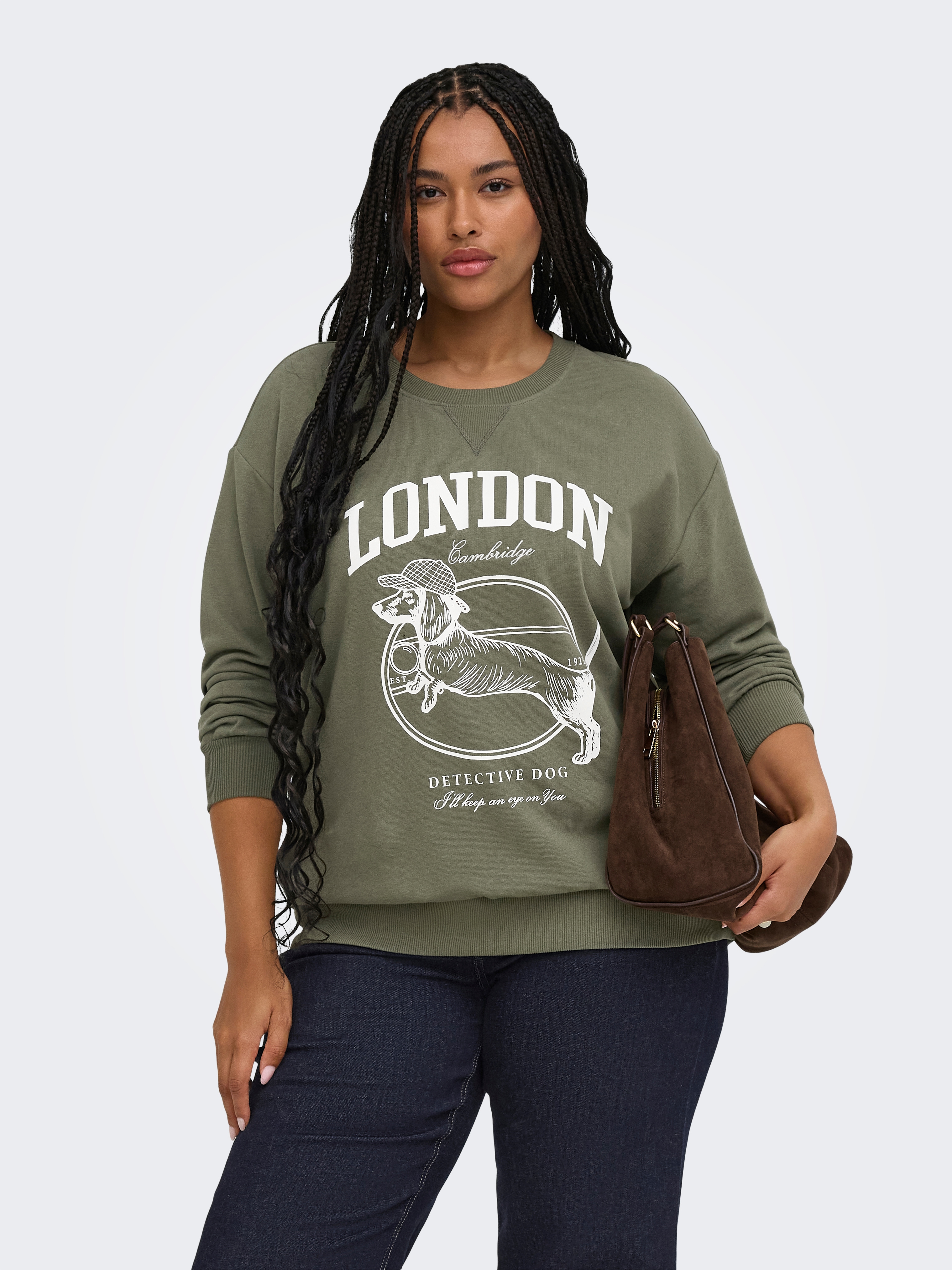 ONLY CARMAKOMA "CARAMELIA LS O-NECK SWEAT JRS", Baumwollmischung, regular fit