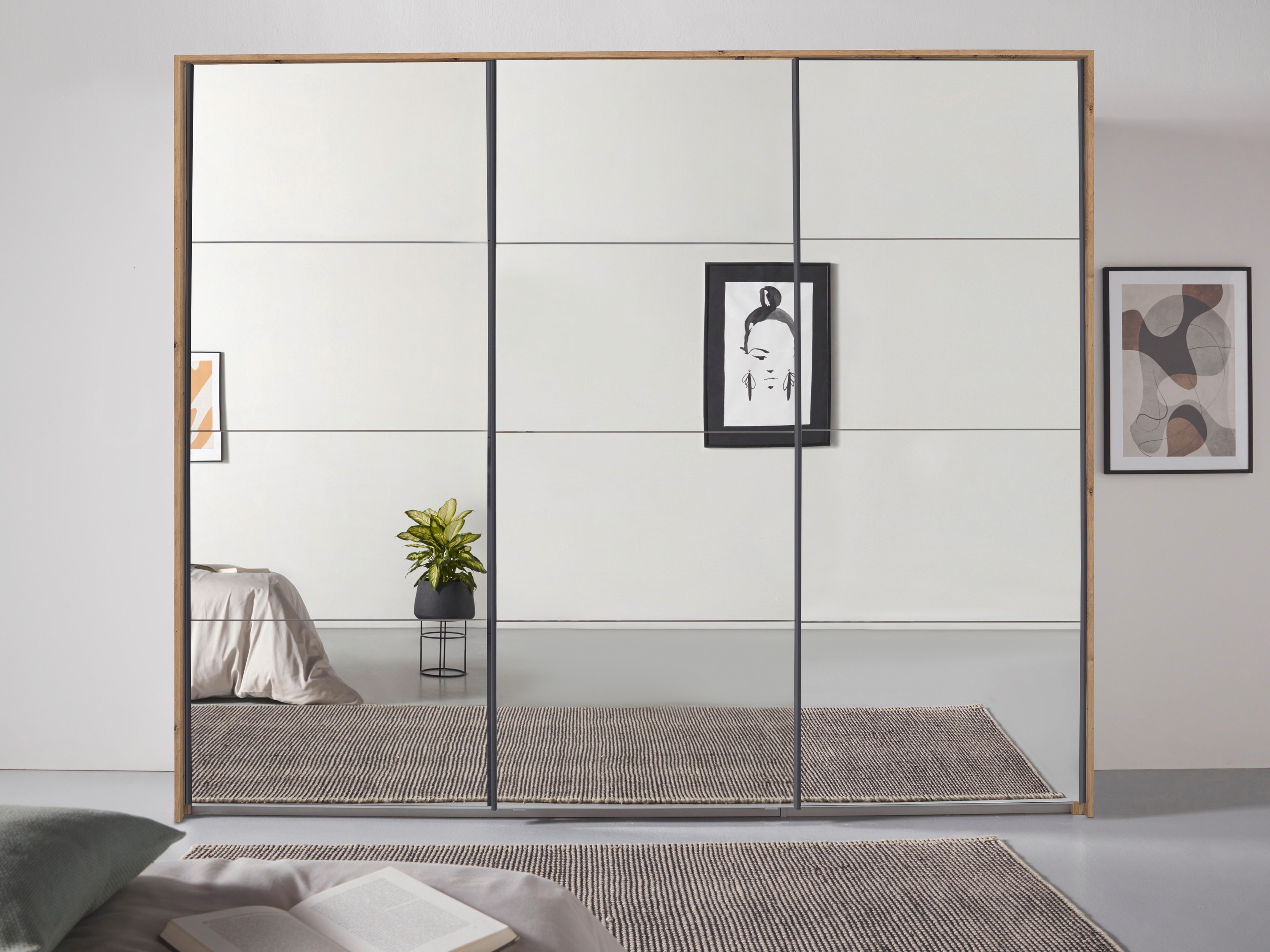 OTTO home "Mehrzweckschrank Aktenschrank Möbel Mietswohnung Schlafzimmer OTELI" Breiten 211/278/323/368 cm Höhen 214/233 cm, inkl. Passepartout optional mit Beleuchtung MADE IN GERMANY