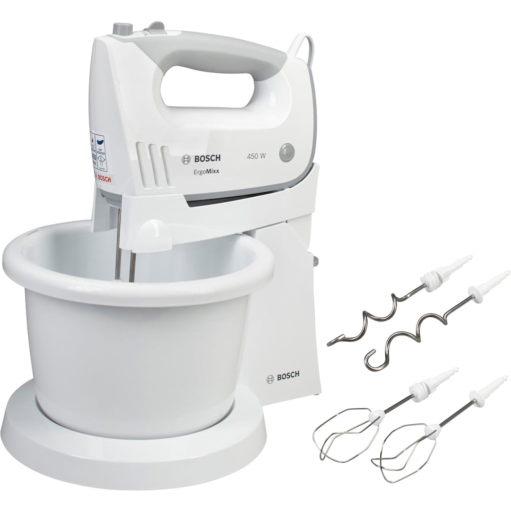 BOSCH Handmixer »ErgoMixx MFQ36460«, 450 W, 2 Rührbesen, 2 Edelstahl-Knethaken, Rührschüssel plus Halterung