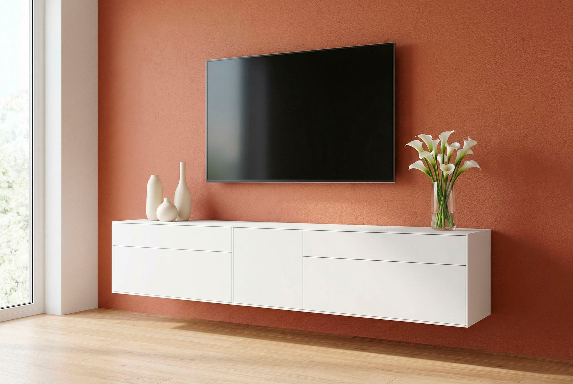 LeGer Home by Lena Gercke Lowboard "Essentials, TV-Board, TV-Kommode, TV-Schrank, TV-Möbel" 2 Stk. tlg. Breite: 277 cm, UV lackiert, Push-to-open-Funktion