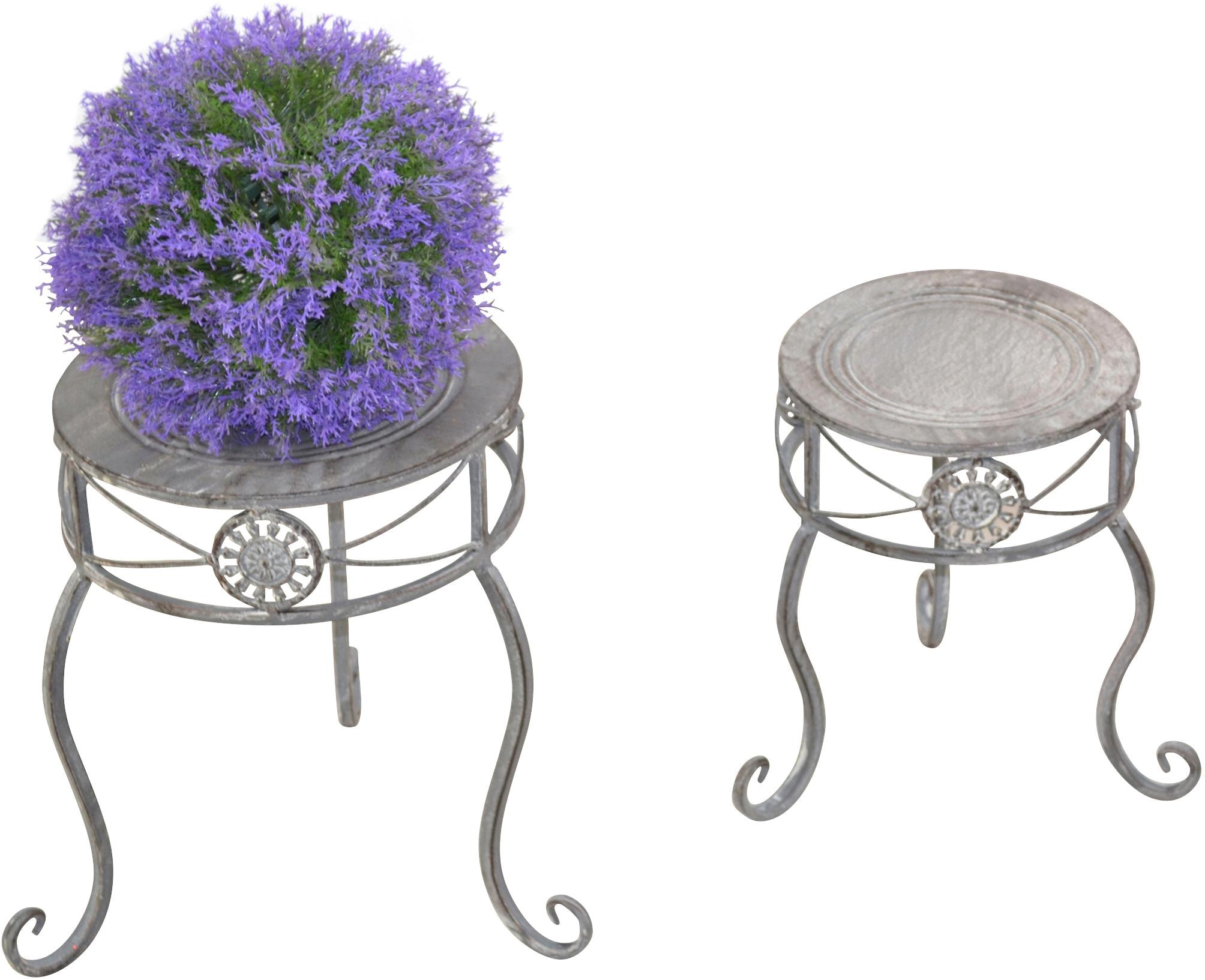 HOFMANN LIVING AND MORE Blumenhocker "Blumenständer im Shabby Look" Set, 2 Stk. tlg. mit verspielten Verzierungen aus lackiertem Metall