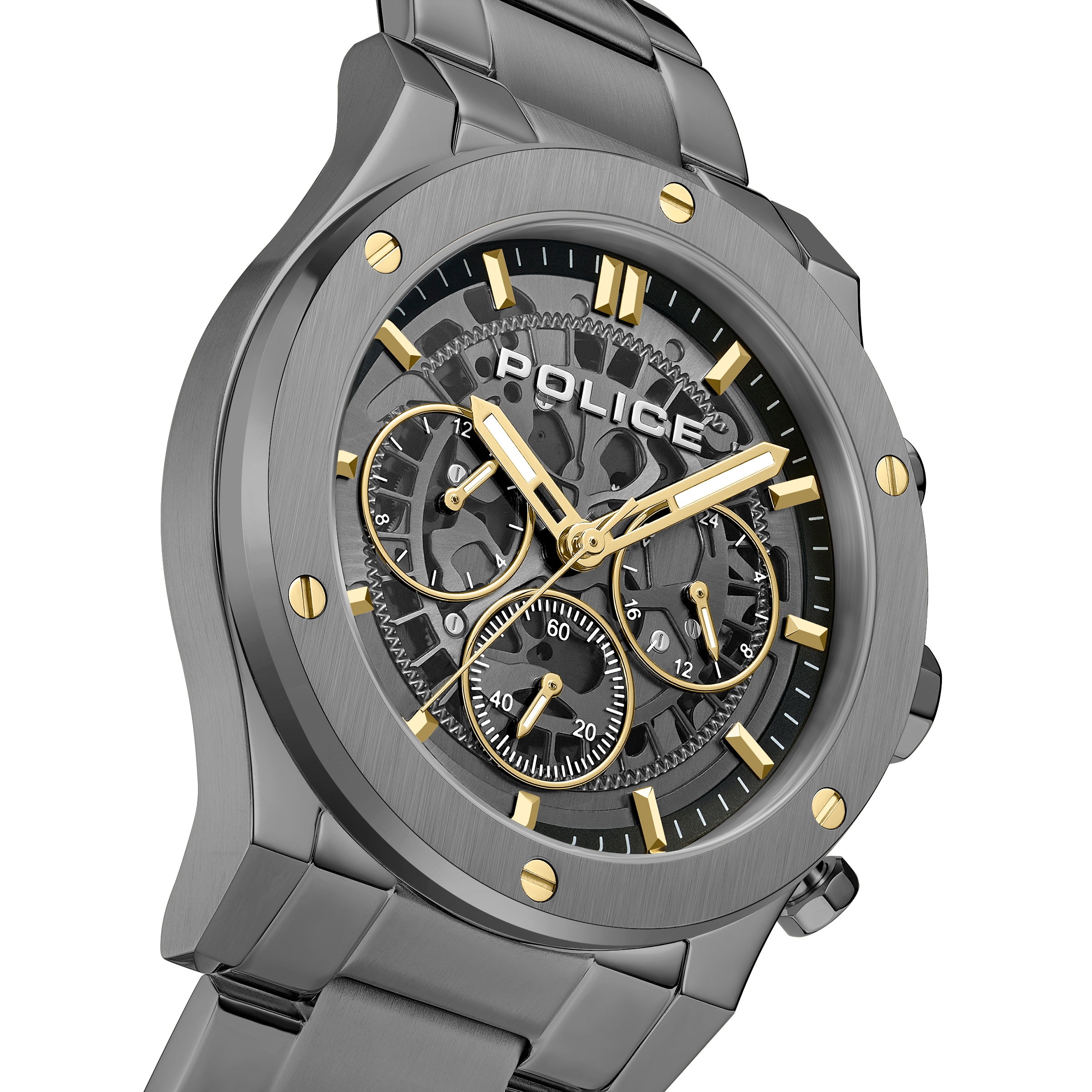 Police Chronograph »Knotty« Quarzuhr, Armbanduhr, Herrenuhr, Edelstahlarmband, analog