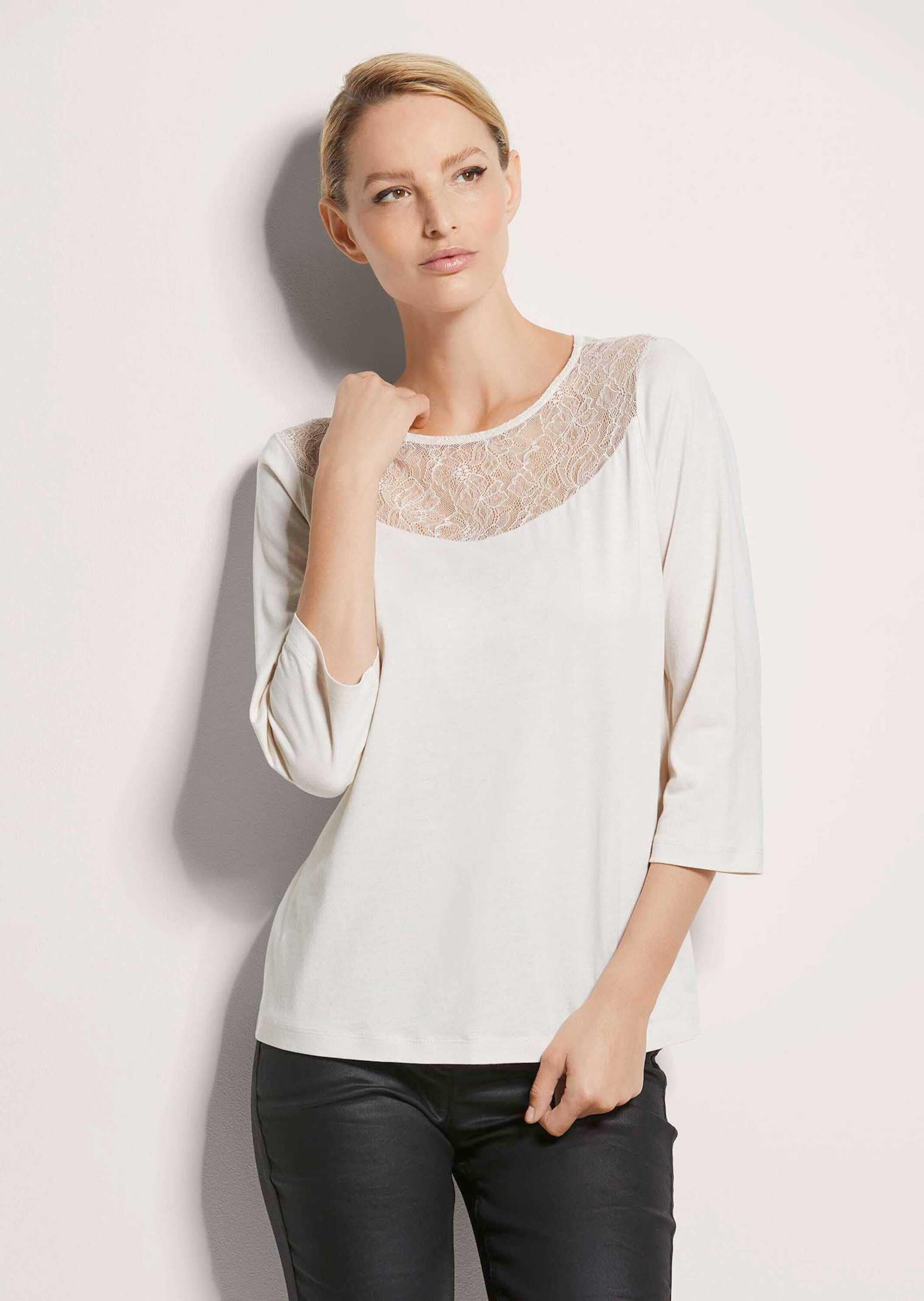 MADELEINE Kurzarmshirt »Shirt mit Spitze Rundhals-Shirt mit Spitze«