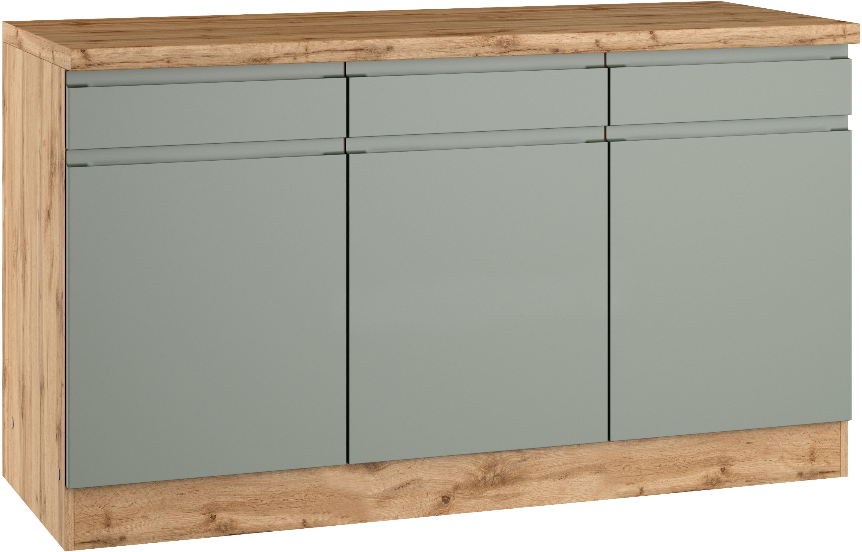 KOCHSTATION "KS-Virginia,neu in verbesserter Ausführung" Stauraum, Softclose, Breite 150 cm, 3 Türen, Soft-Close-Funktion
