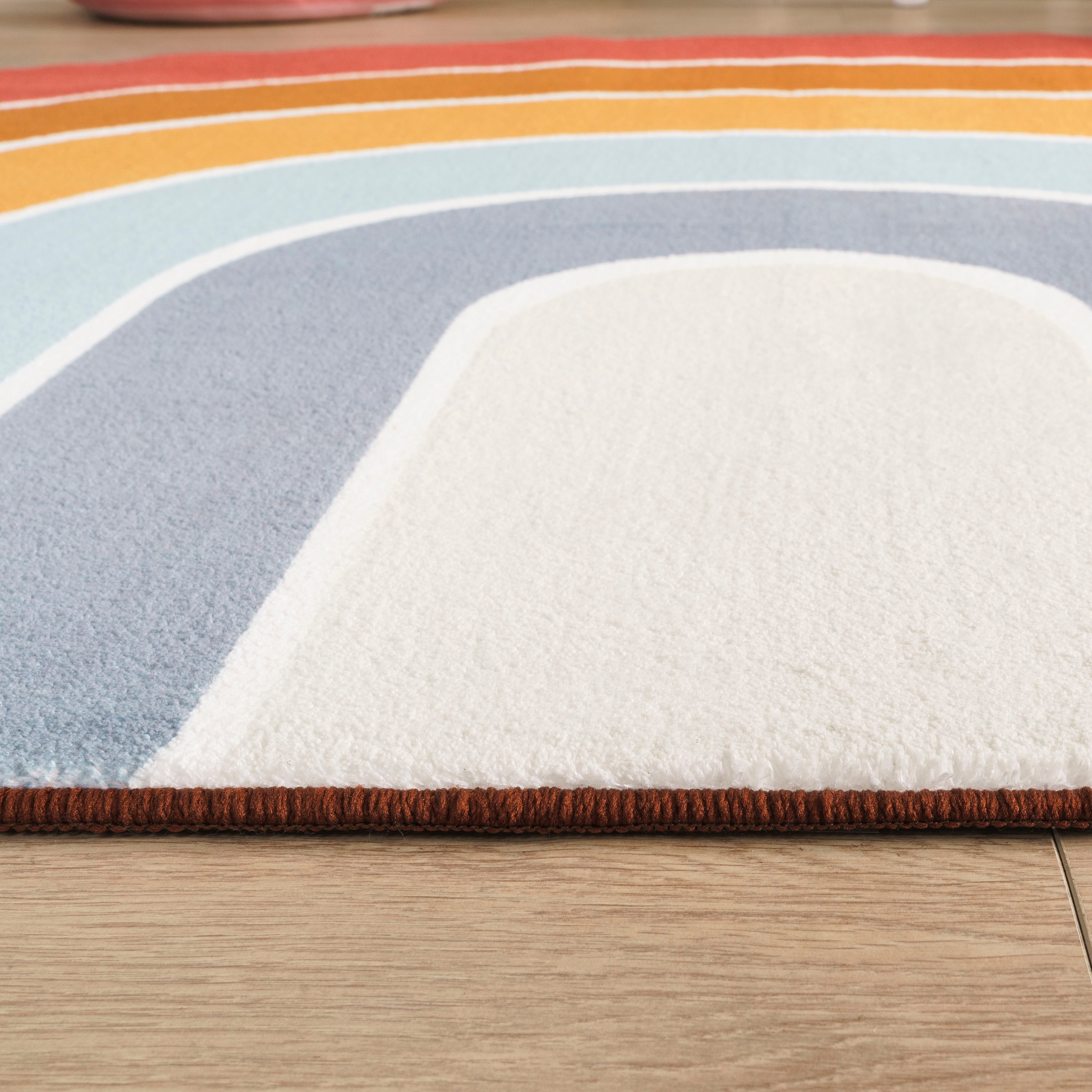 Paco Home Kinderteppich »Niloya 366«, halbrund, 12 mm Höhe, Spielteppich, Kurzflor, Motiv Regenbogen, waschbar