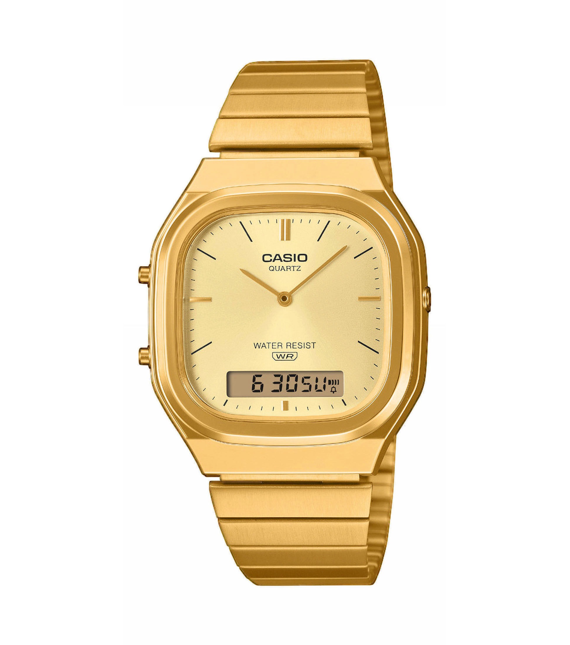 CASIO VINTAGE Chronographgoldfarben, Armbanduhren, Quarzuhr, Armbanduhr, Damenuhr, Herrenuhr, Edelstahlarmband, analog