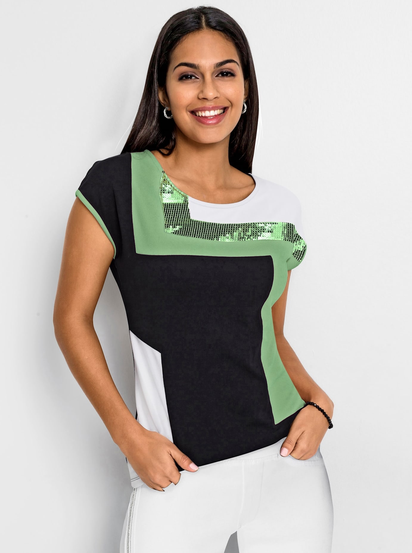 Inspirationen Kurzarmshirt "Patchshirt" 1 Stk. tlg. günstig online kaufen