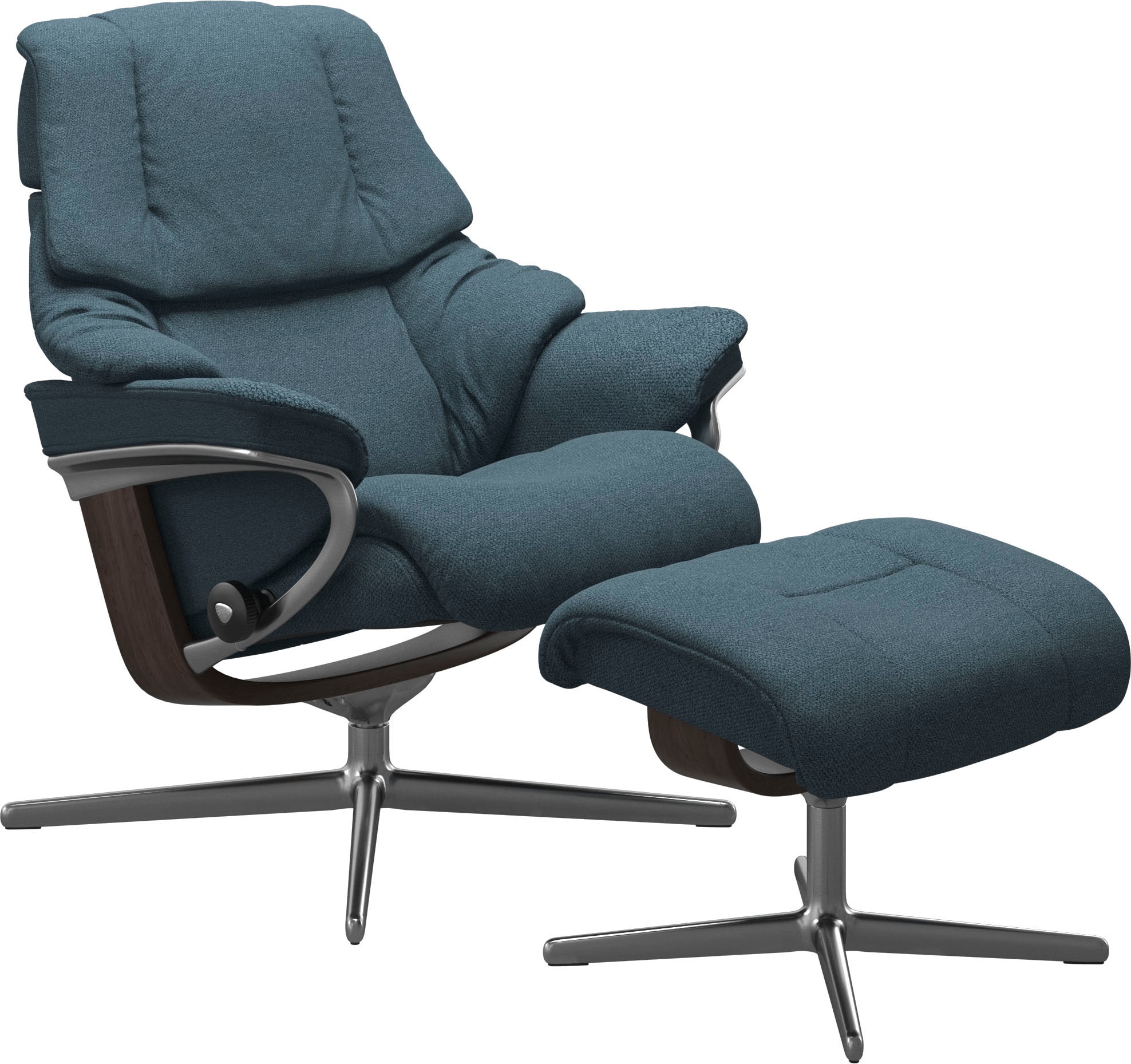 Stressless® Relaxsessel »Reno«, (Set, Relaxsessel mit Hocker), mit Hocker, mit Cross Base, Größe S, M & L, Holzakzent Wenge