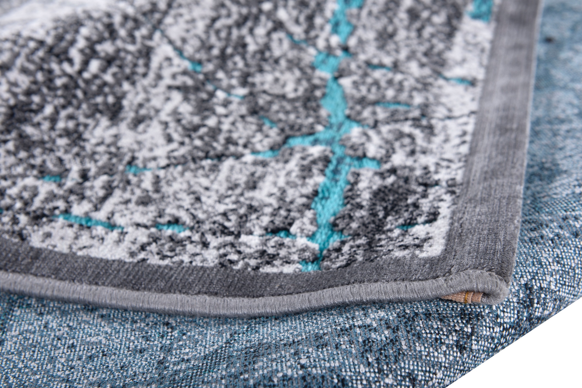 Teppich GINO FALCONE "Orelia 103", blau, B:75cm H:7mm L:150cm, Polyester, Teppiche, Teppich, Kurzflor, modernes Design, mit leichtem Glanz, Wohnzimmer 3