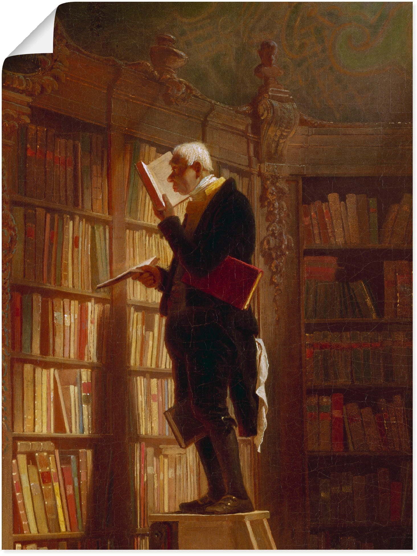 (Detail). bestellen Wandbild 1850«, | »Der (1 Bücherwurm Wandaufkleber Poster Um Artland Mann, versch. Größen St.), oder in als BAUR Leinwandbild,