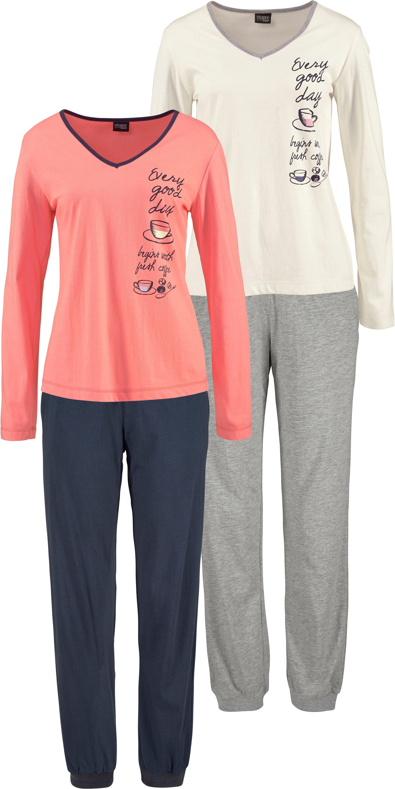 Vivance Dreams Pyjama 2er Pack, 4 tlg. mit seitlichem Print günstig online kaufen