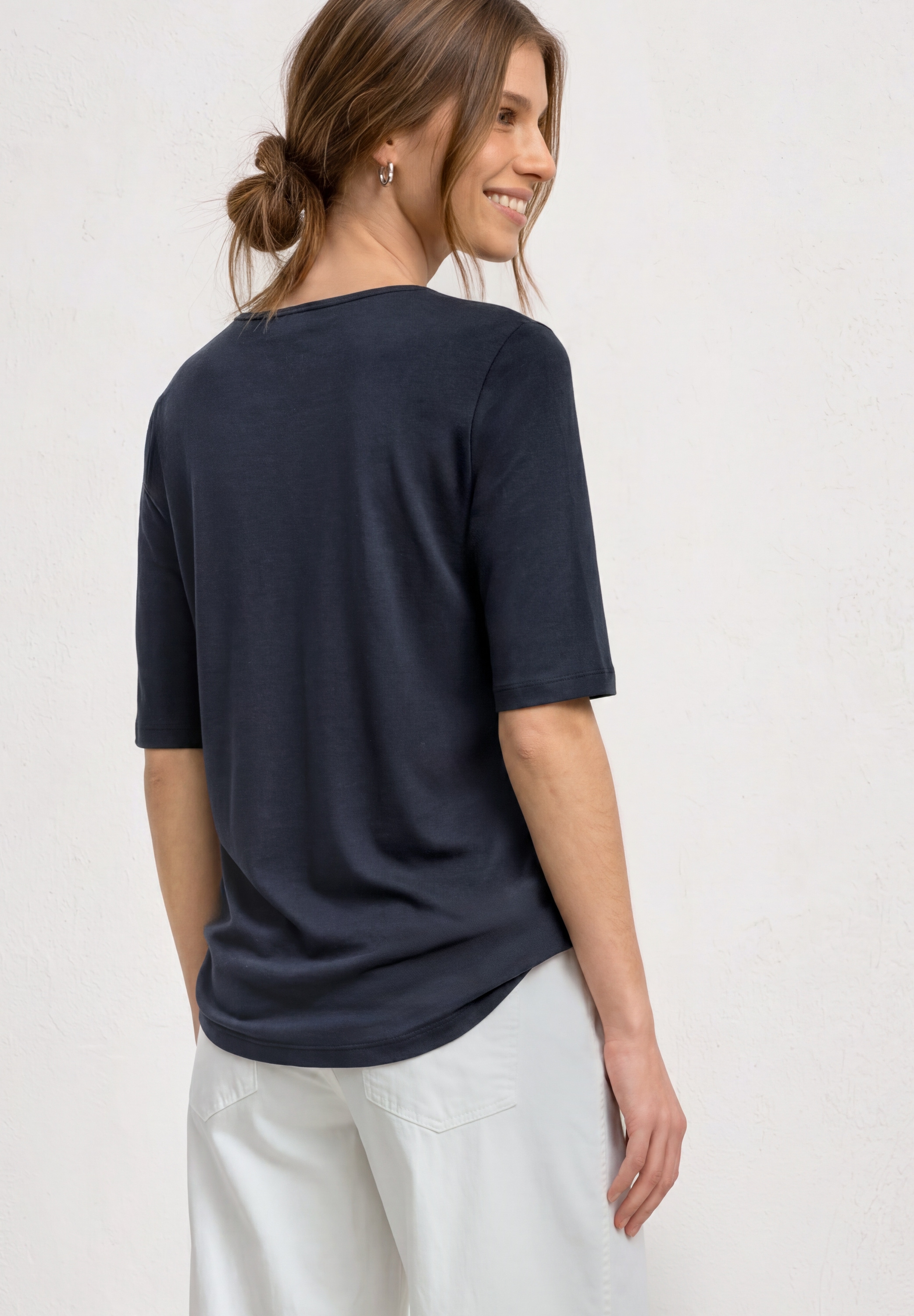 STREET ONE Kurzarmshirt Sommershirt mit Rundhals - Unifarbe