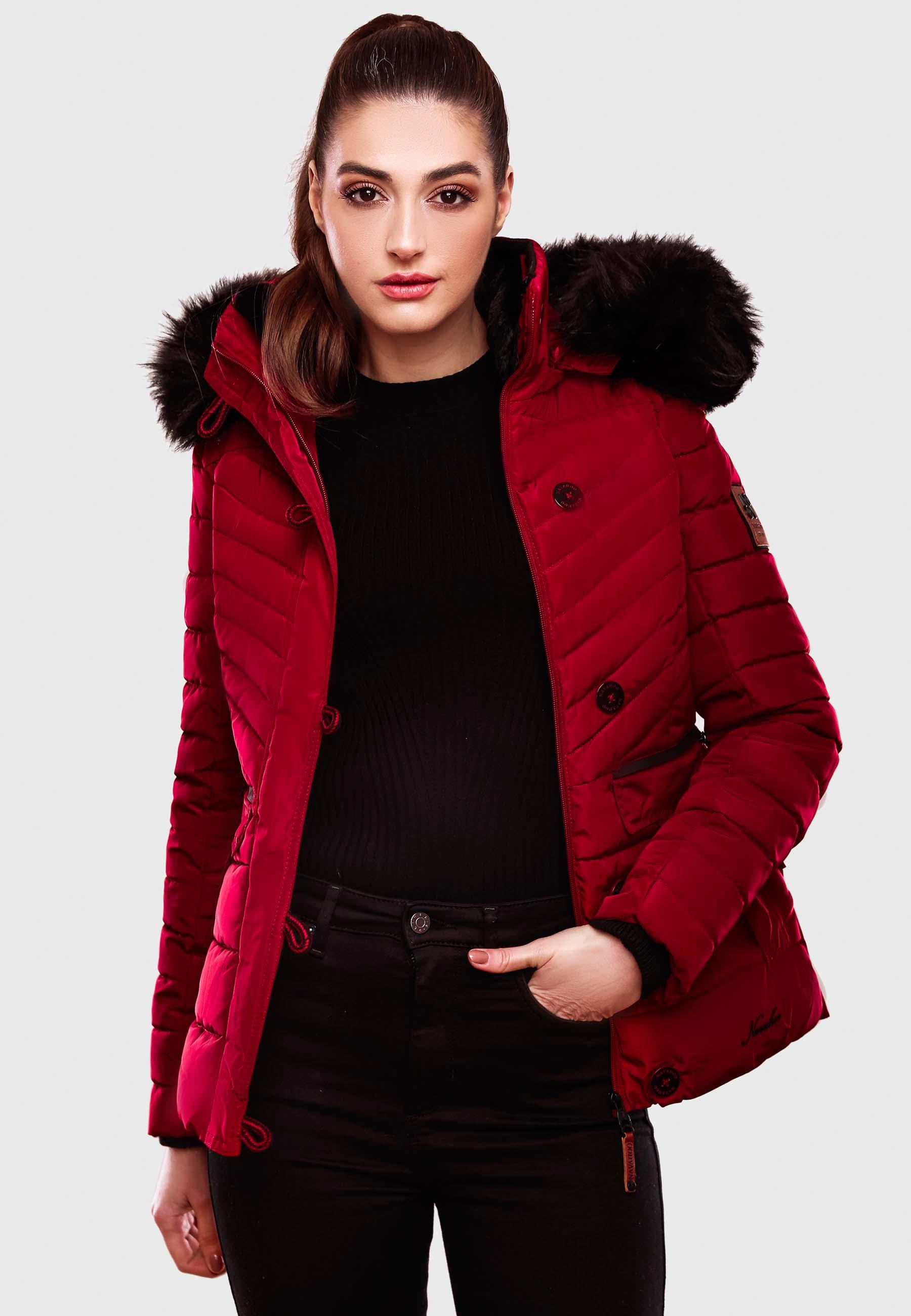 Navahoo Winterjacke »Wisteriaa«, mit Kapuze, Warm gefütterte Steppjacke mit Kunstfell-Kapuze