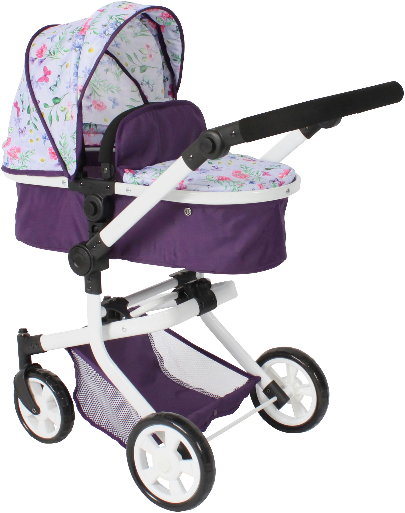 CHIC2000 Jungen Kombi-Puppenwagen "Mika", lila, Kunststoff, Metall, Stoff, B:41cm H:82cm T:73cm, Puppenwagen, mit schwenkbaren Vorderrädern