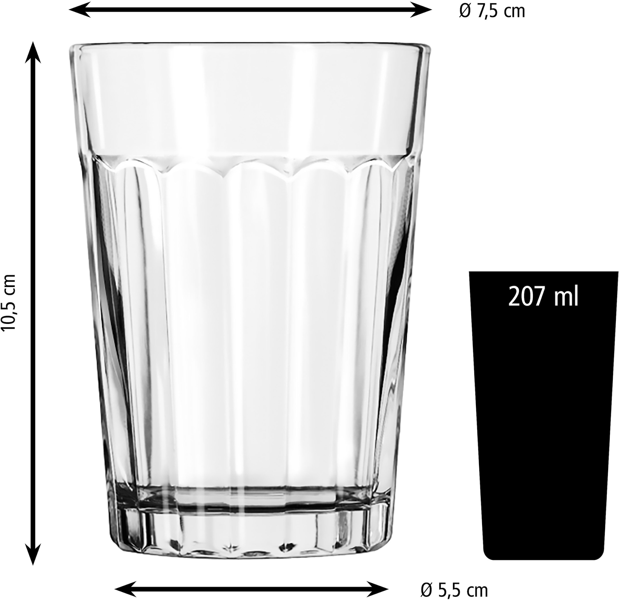 LIBBEY Gläser-Set »Rocks Glas -PANELED TUMBLERS- 207 ml, Ø: 7,5 cm, H: 10,5 cm, 12er Set«, (Set, 12 tlg.), hochwertig verarbeitet, im modernen Design