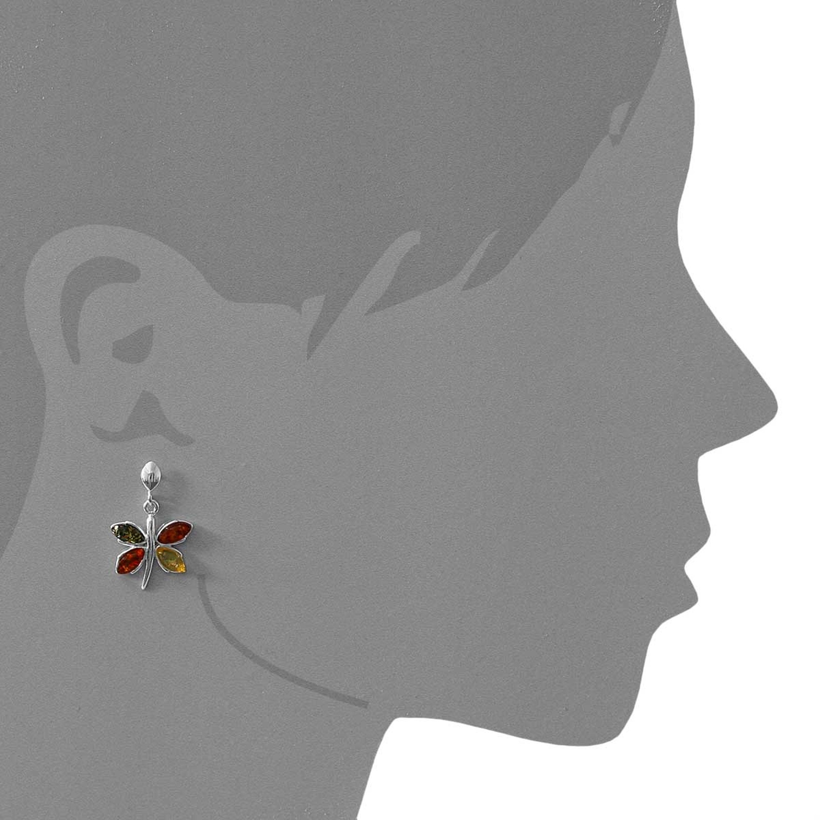 OSTSEE-SCHMUCK Paar Ohrstecker »- Schmetterling - Silber 925/000 - Bernstein«