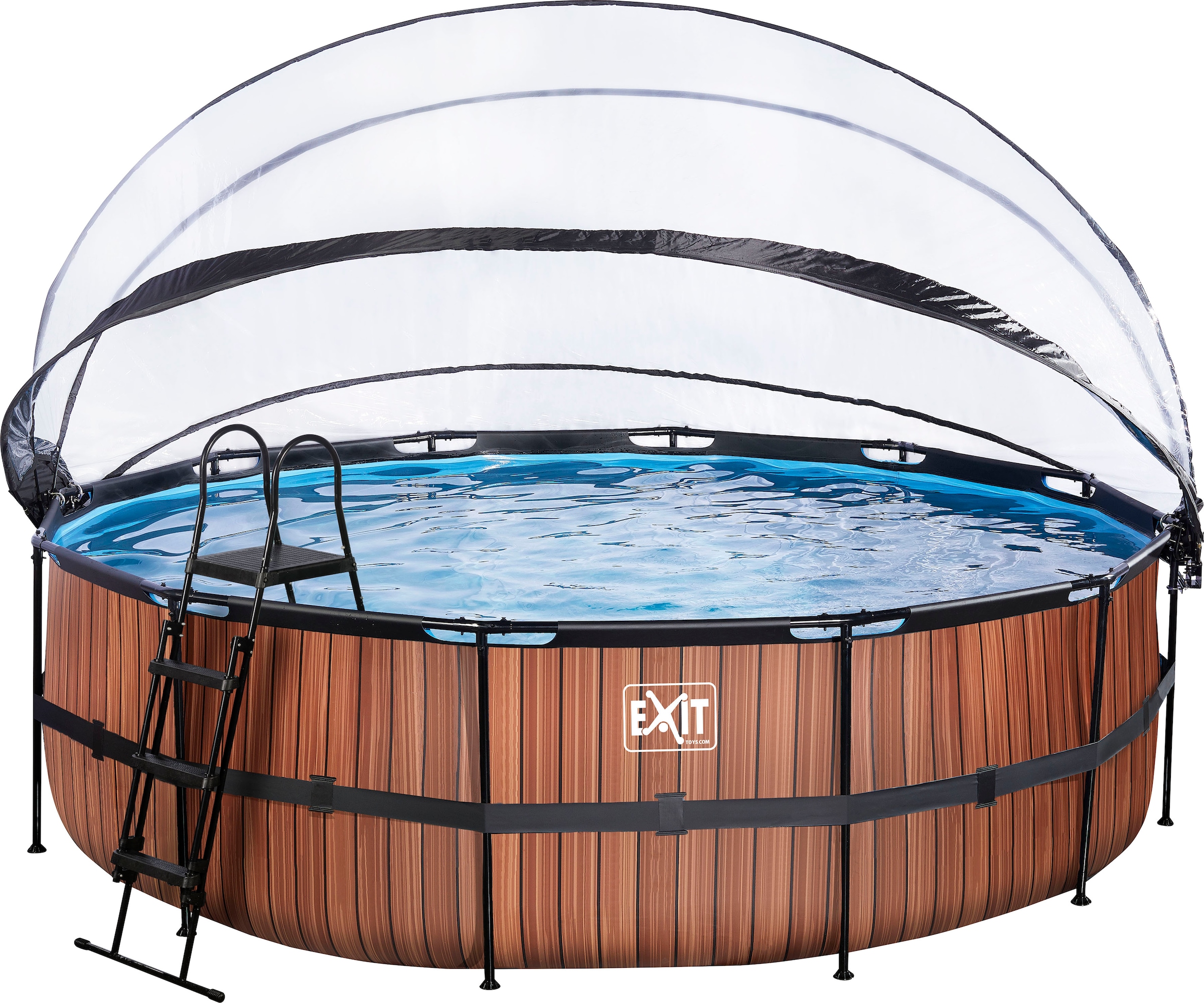 EXIT Framepool »inkl. multifunktionaler Abdeckung & Wärmepumpe«, (Set, 5 tlg.), ØxH: 488x122 cm, mit Sandfilteranlage und Sicherheitsleiter