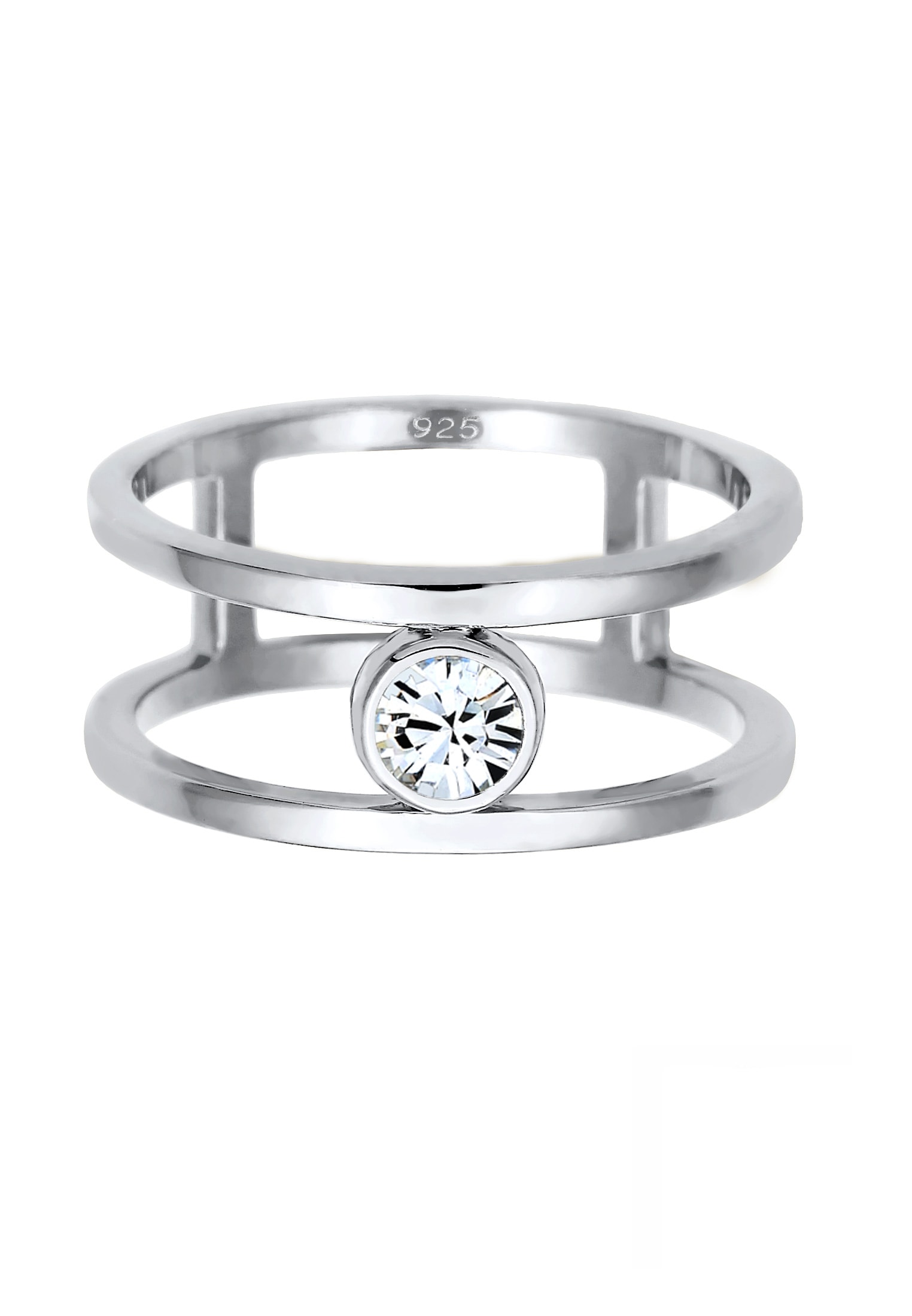 Elli Premium Fingerring »Glas Kristalle Weiß 925 Sterling Silber«