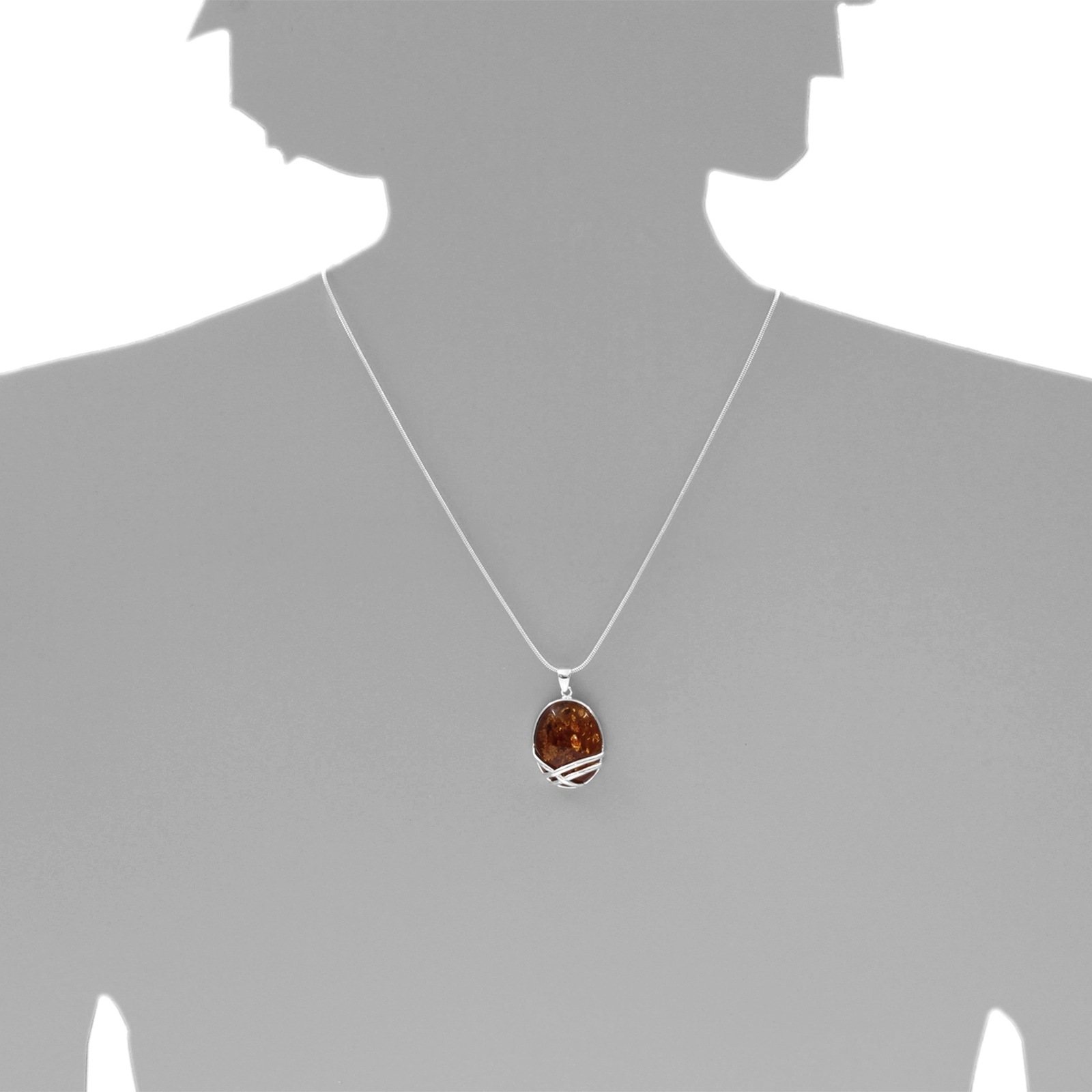 Ostsee-Schmuck Hedra Necklace Silver 925 Amber 60cm 2