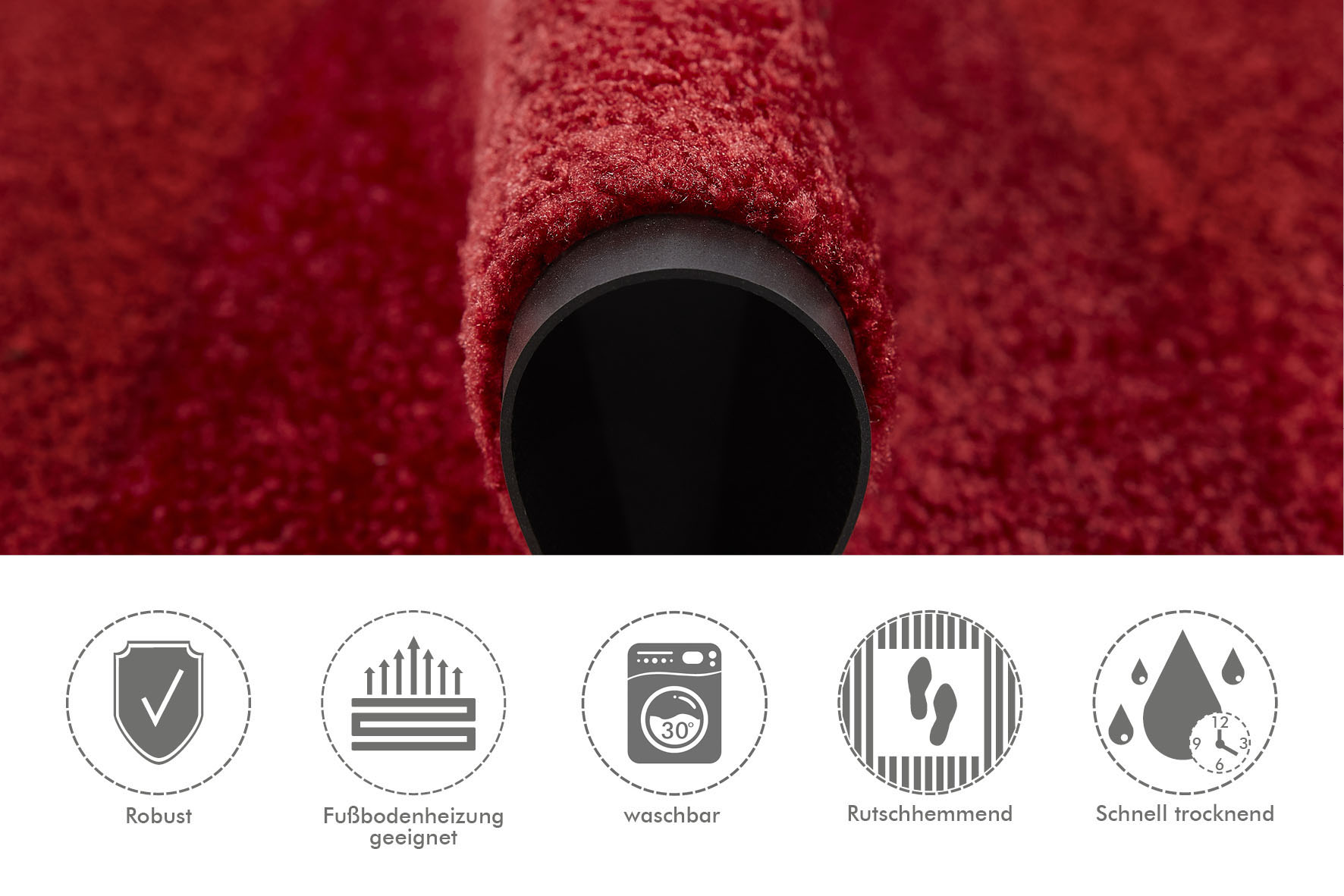 Thumbnail - Andiamo Fußmatte "Super Wash & Clean, Made in Belgium" rechteckig 7 mm Höhe Schmutzfangmatte, Uni Farben, rutschhemmend,...