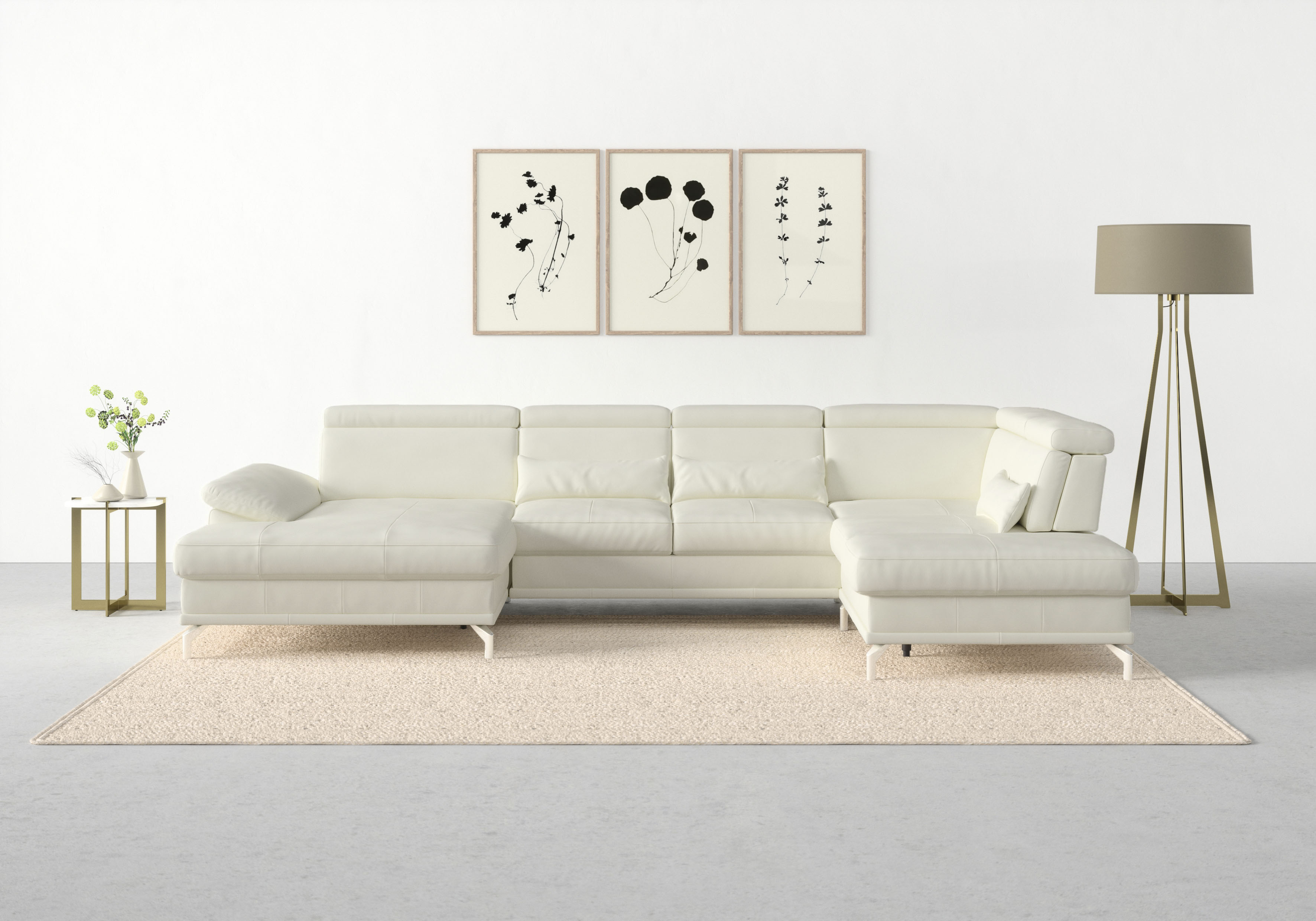 sit&more Wohnlandschaft "Cabrio U-Form, B: 359 cm, mit Sitztiefen-, Arm- & Kopfteilverstellung" 3 Nierenkissen, Federkern, optional Schlaffunktion und Stauraum